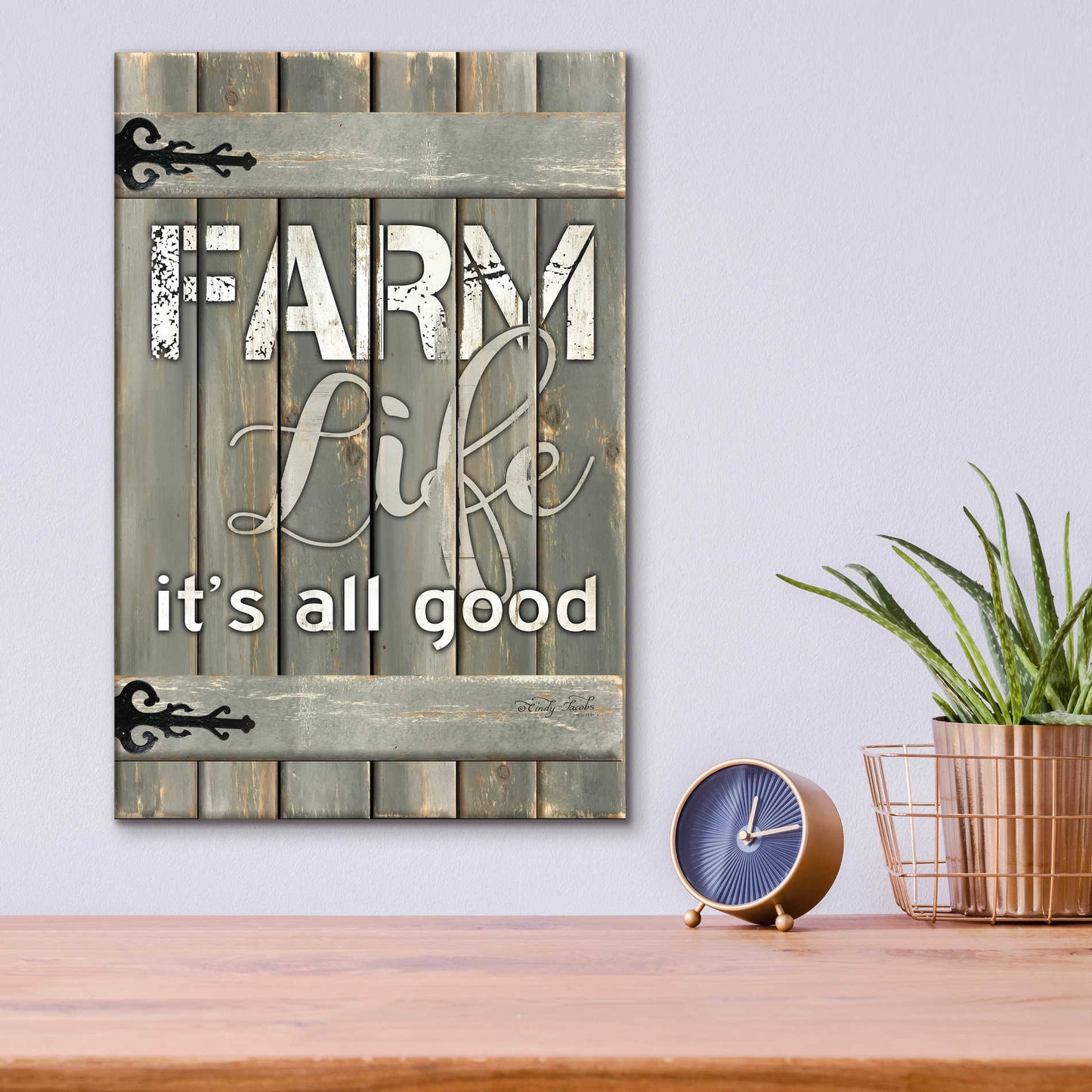 Epic Art 'Farm Life It's All Good' by Cindy Jacobs, Acrylic Glass Wall Art,12x16