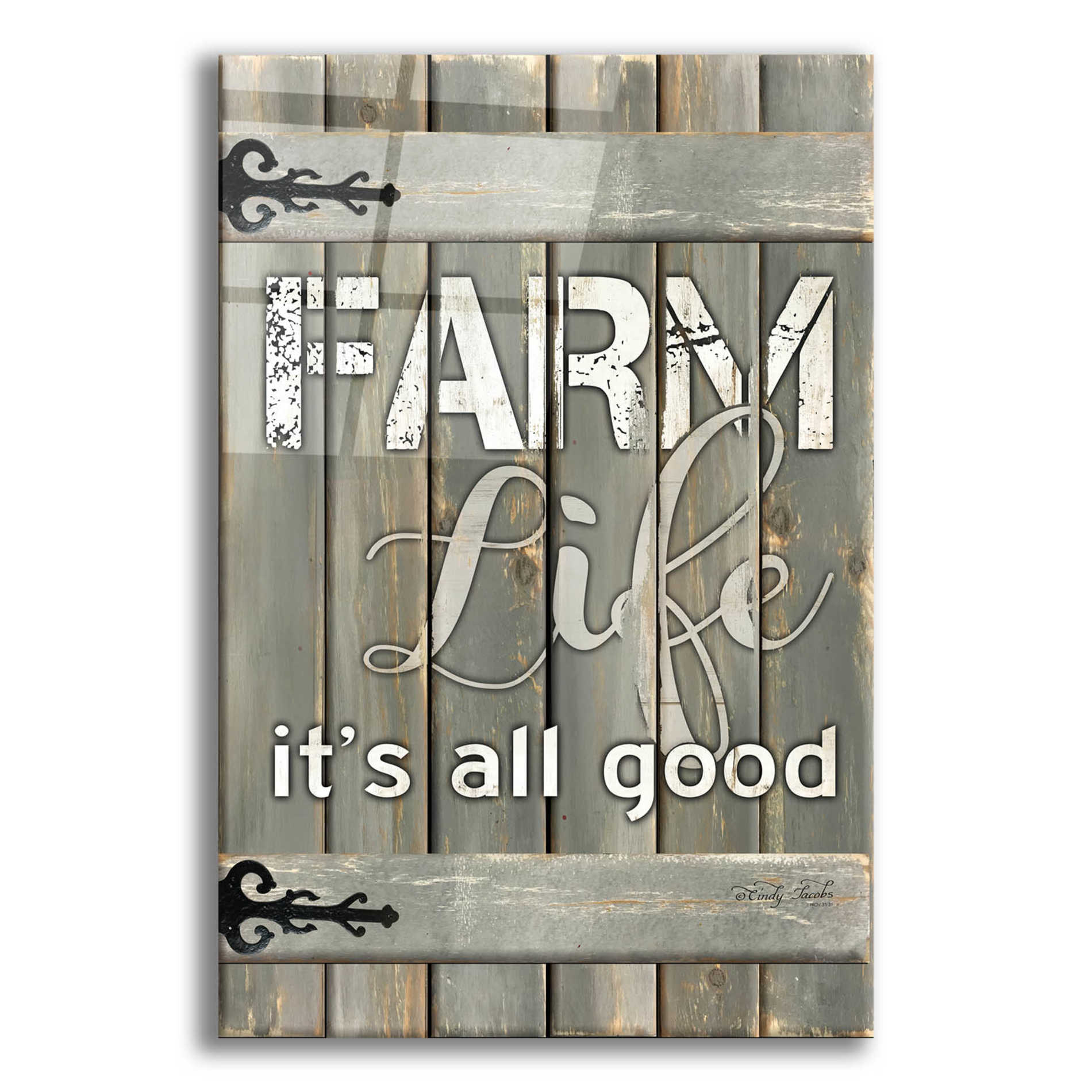 Epic Art 'Farm Life It's All Good' by Cindy Jacobs, Acrylic Glass Wall Art,12x16