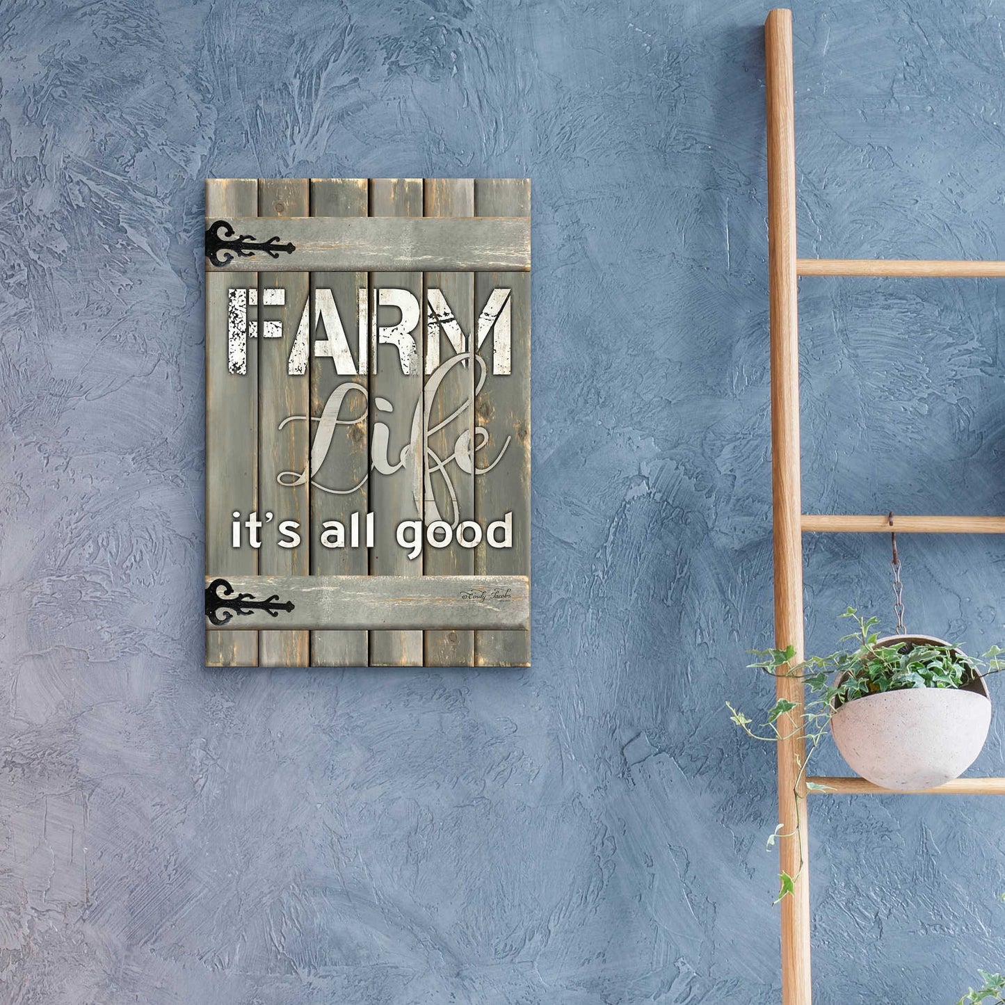 Epic Art 'Farm Life It's All Good' by Cindy Jacobs, Acrylic Glass Wall Art,16x24