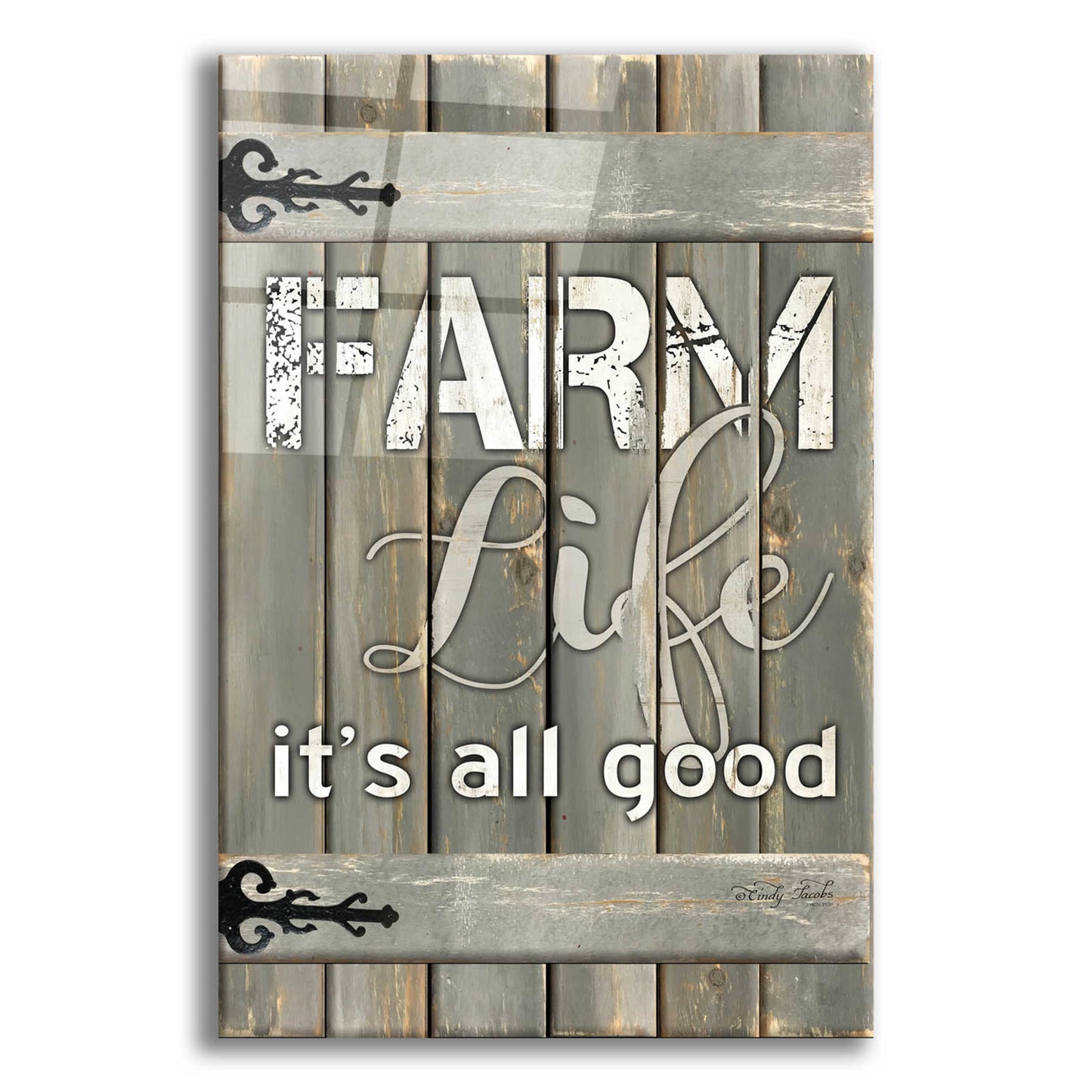 Epic Art 'Farm Life It's All Good' by Cindy Jacobs, Acrylic Glass Wall Art,16x24