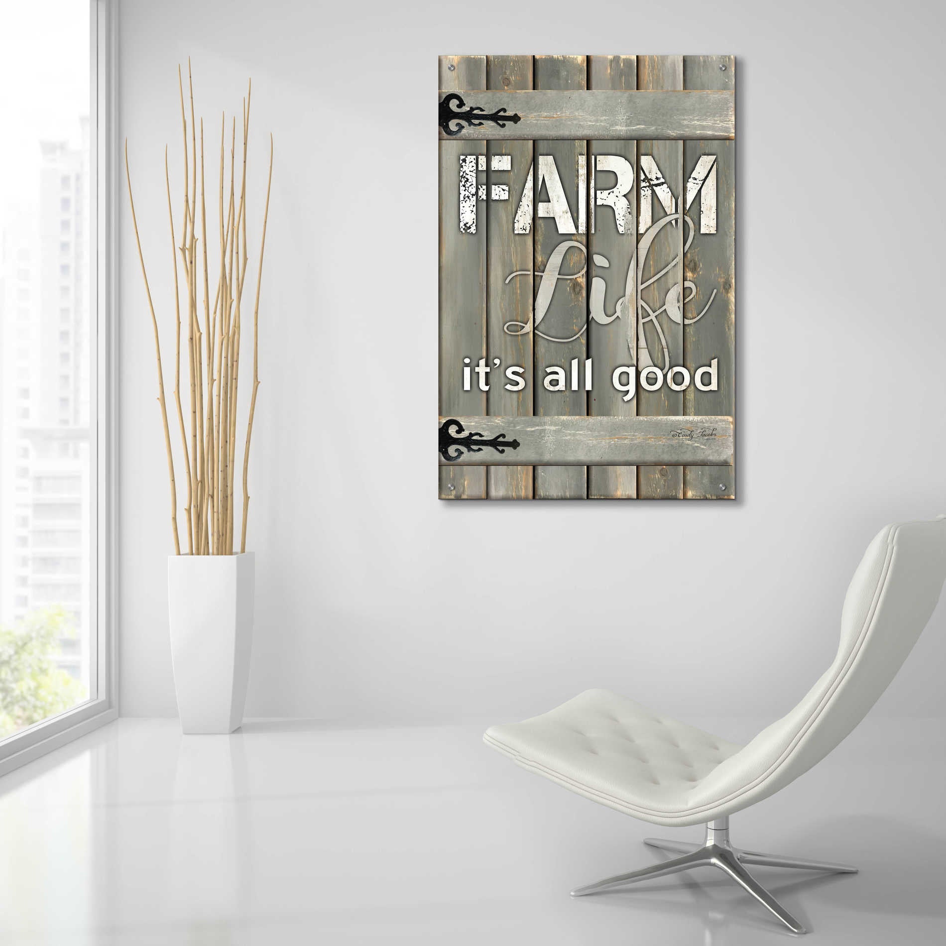 Epic Art 'Farm Life It's All Good' by Cindy Jacobs, Acrylic Glass Wall Art,24x36