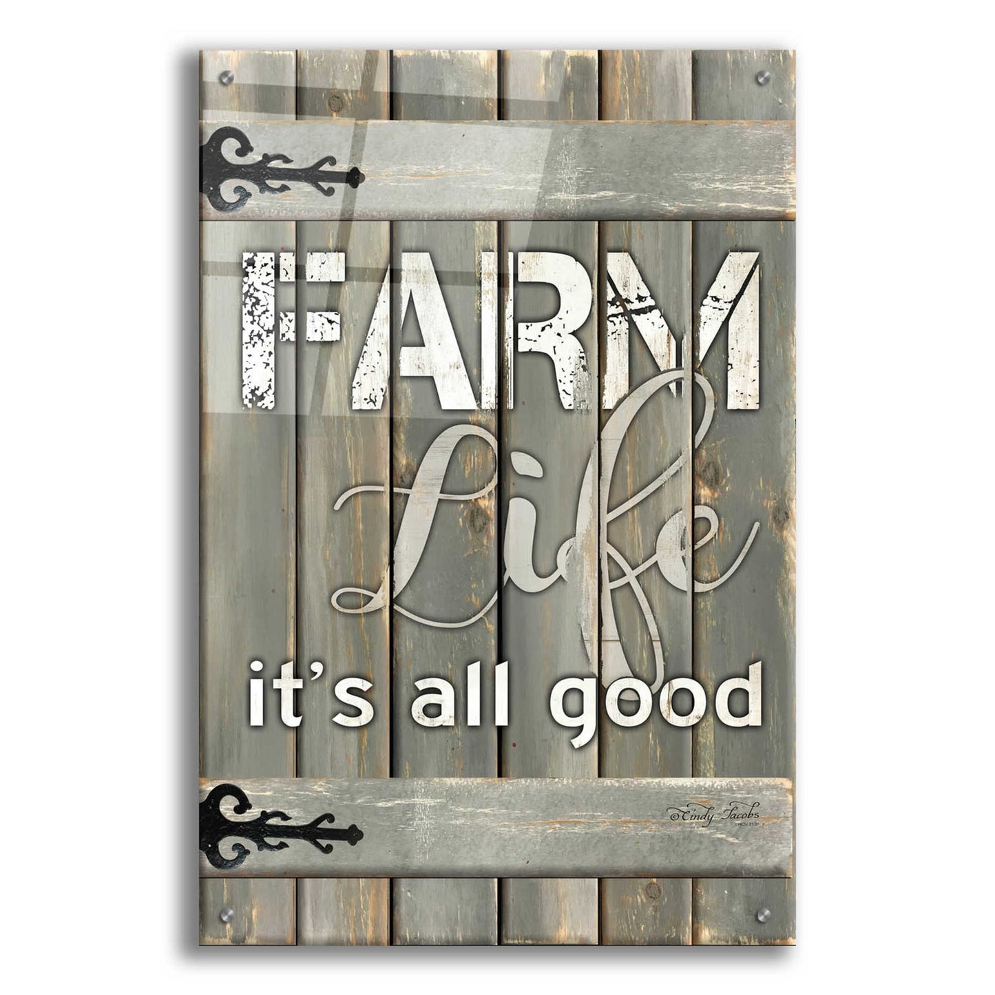 Epic Art 'Farm Life It's All Good' by Cindy Jacobs, Acrylic Glass Wall Art,24x36