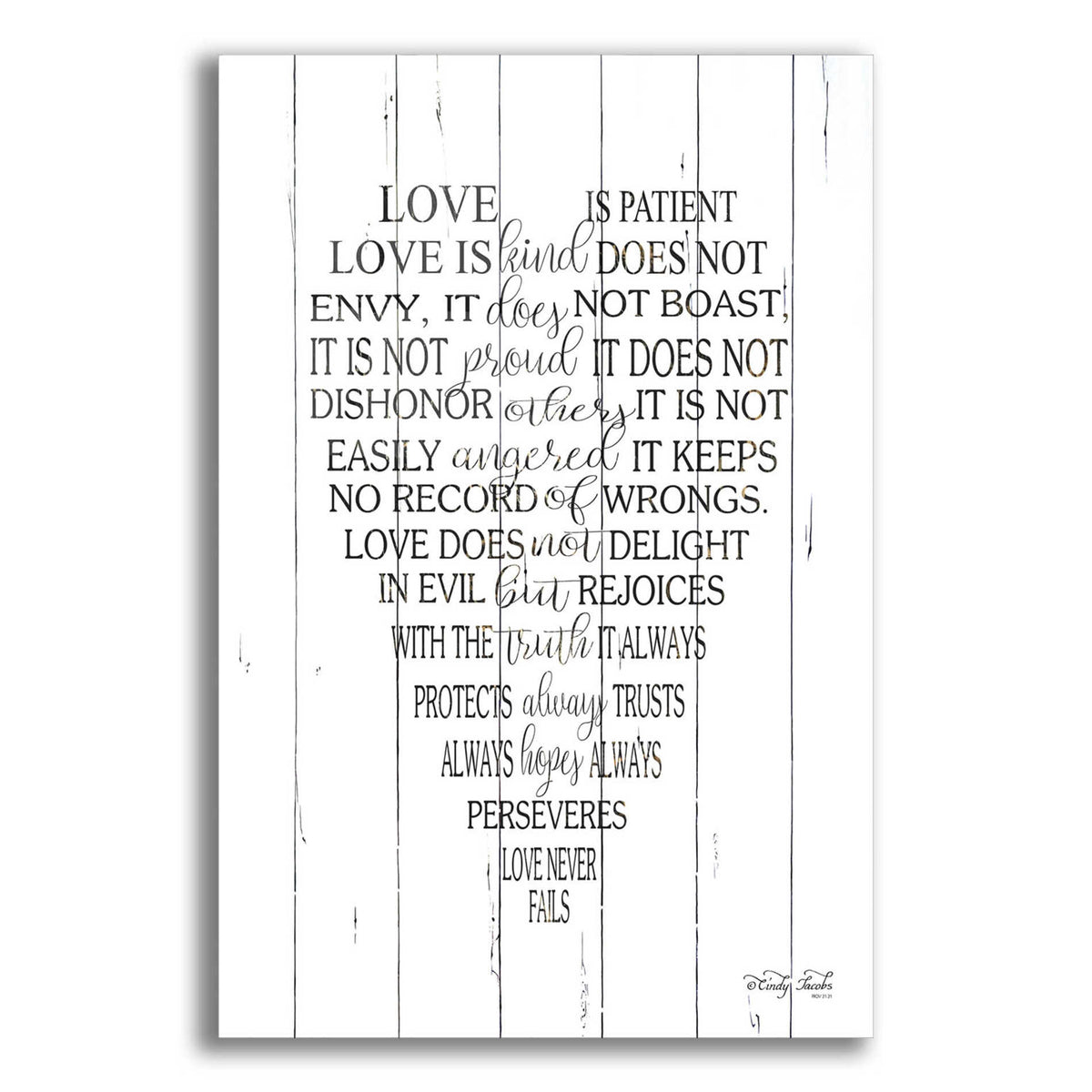 Epic Art 'Love is Patient II' by Cindy Jacobs, Acrylic Glass Wall Art