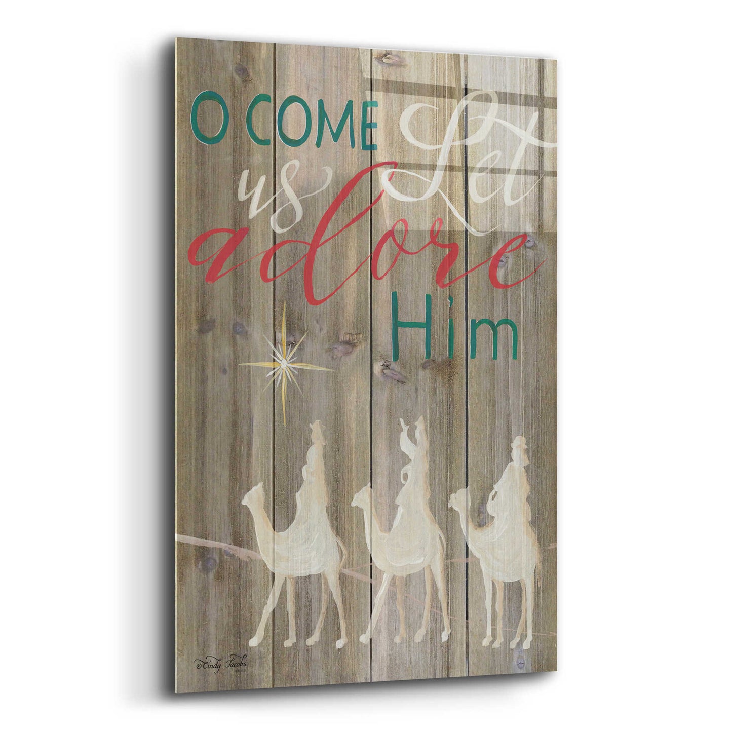 Epic Art 'O Come Let Us Adore Him' by Cindy Jacobs, Acrylic Glass Wall Art,12x16