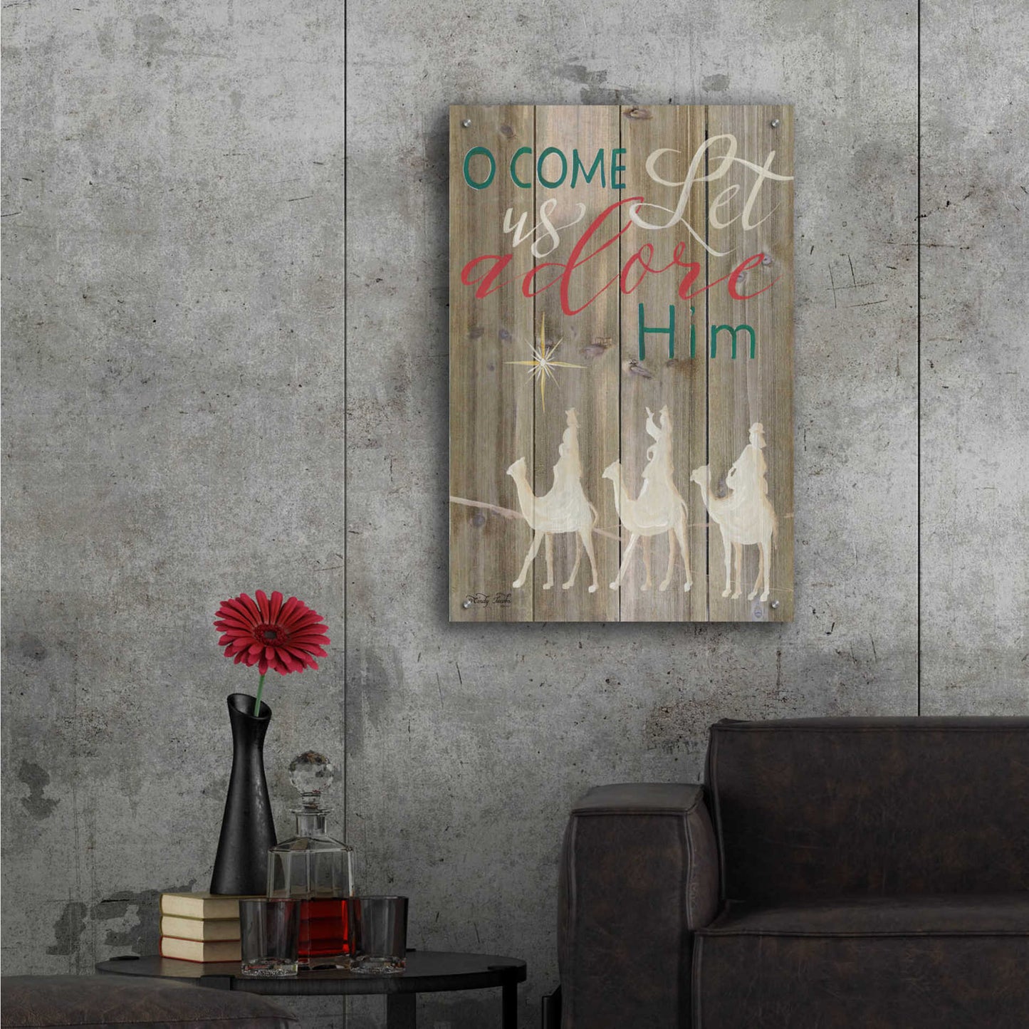 Epic Art 'O Come Let Us Adore Him' by Cindy Jacobs, Acrylic Glass Wall Art,24x36