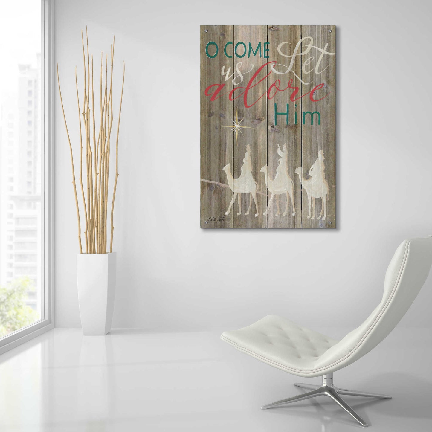 Epic Art 'O Come Let Us Adore Him' by Cindy Jacobs, Acrylic Glass Wall Art,24x36