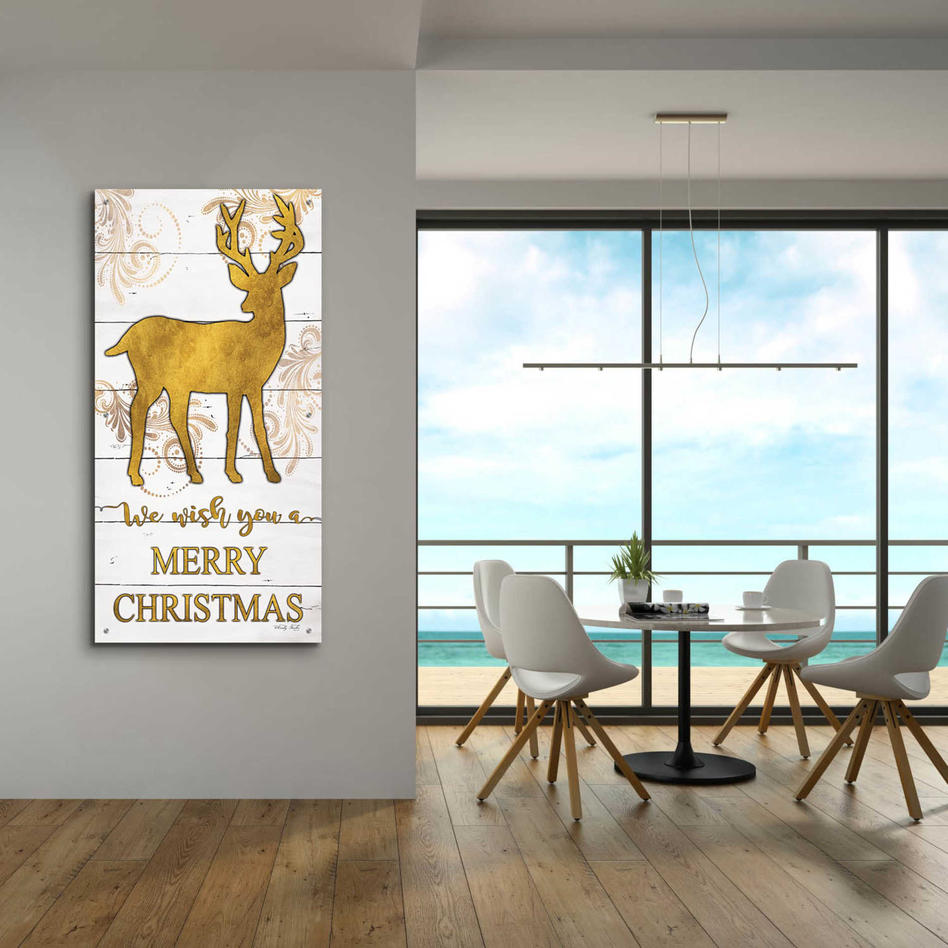 Epic Art 'Reindeer Merry Christmas' by Cindy Jacobs, Acrylic Glass Wall Art,24x48