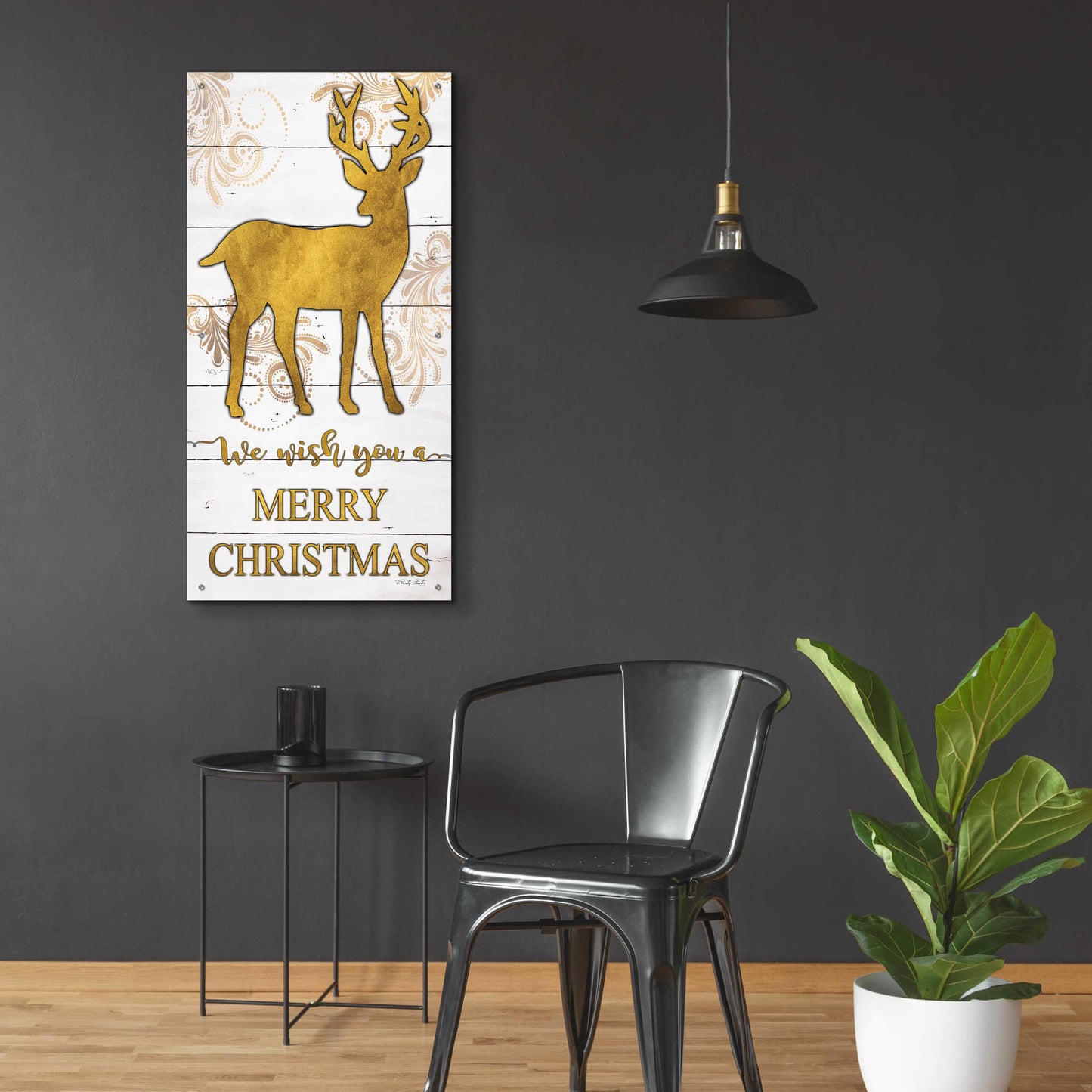 Epic Art 'Reindeer Merry Christmas' by Cindy Jacobs, Acrylic Glass Wall Art,24x48