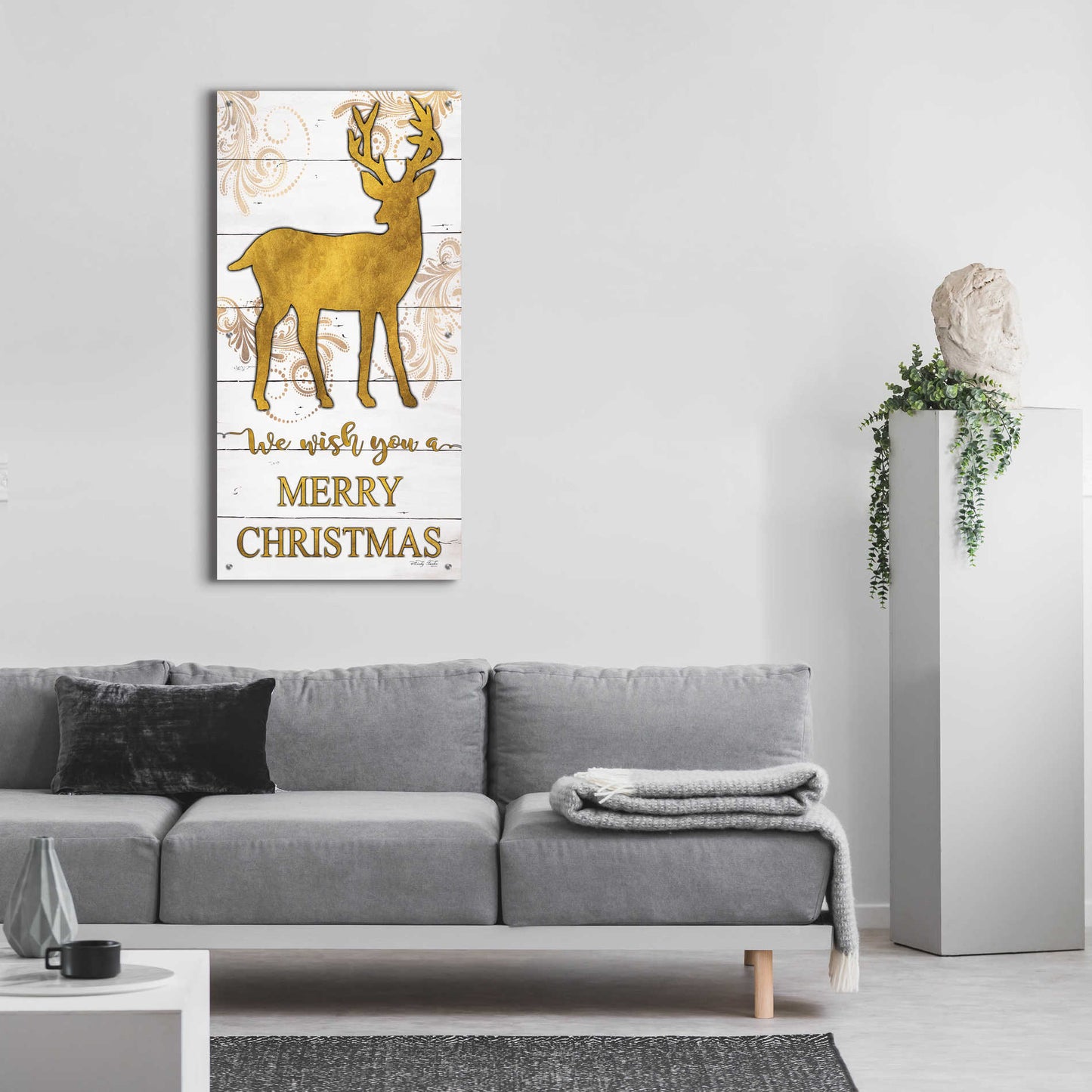 Epic Art 'Reindeer Merry Christmas' by Cindy Jacobs, Acrylic Glass Wall Art,24x48