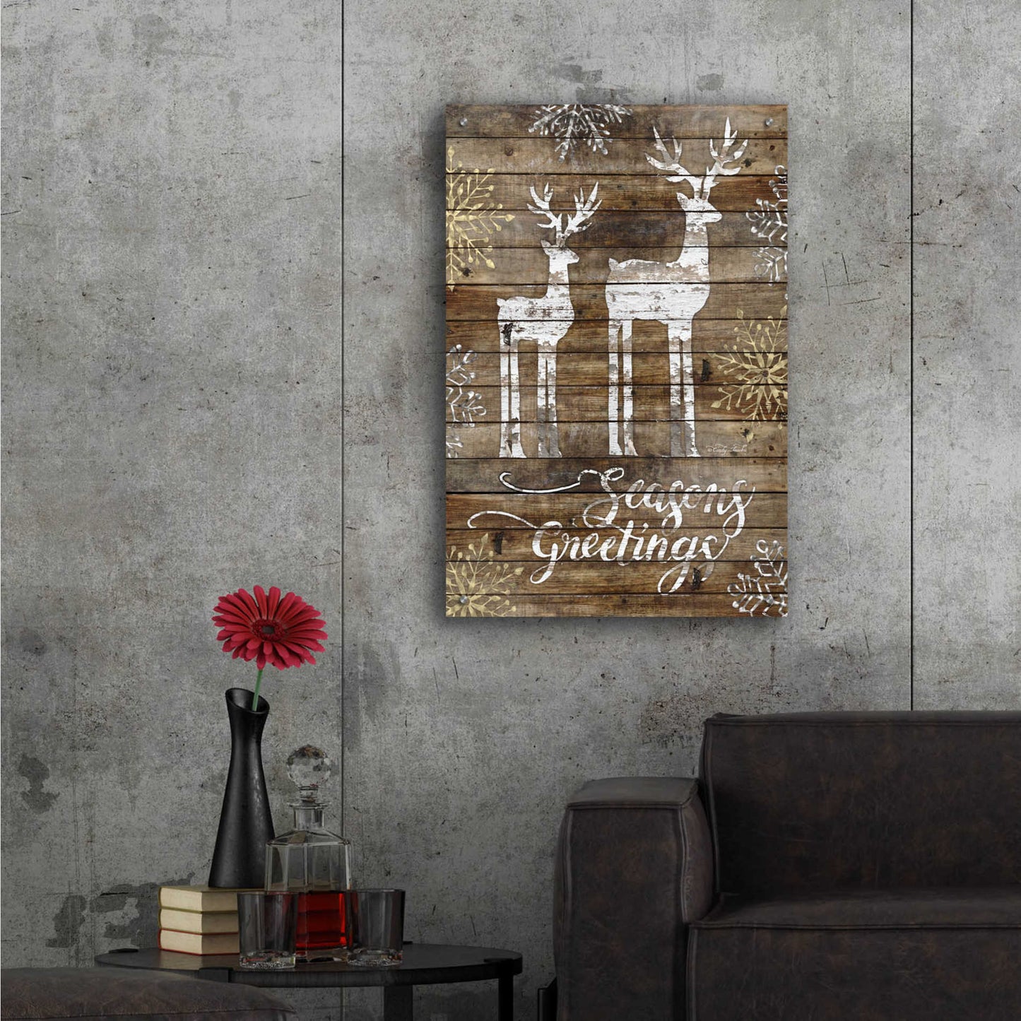 Epic Art 'Season's Greetings Deer' by Cindy Jacobs, Acrylic Glass Wall Art,24x36