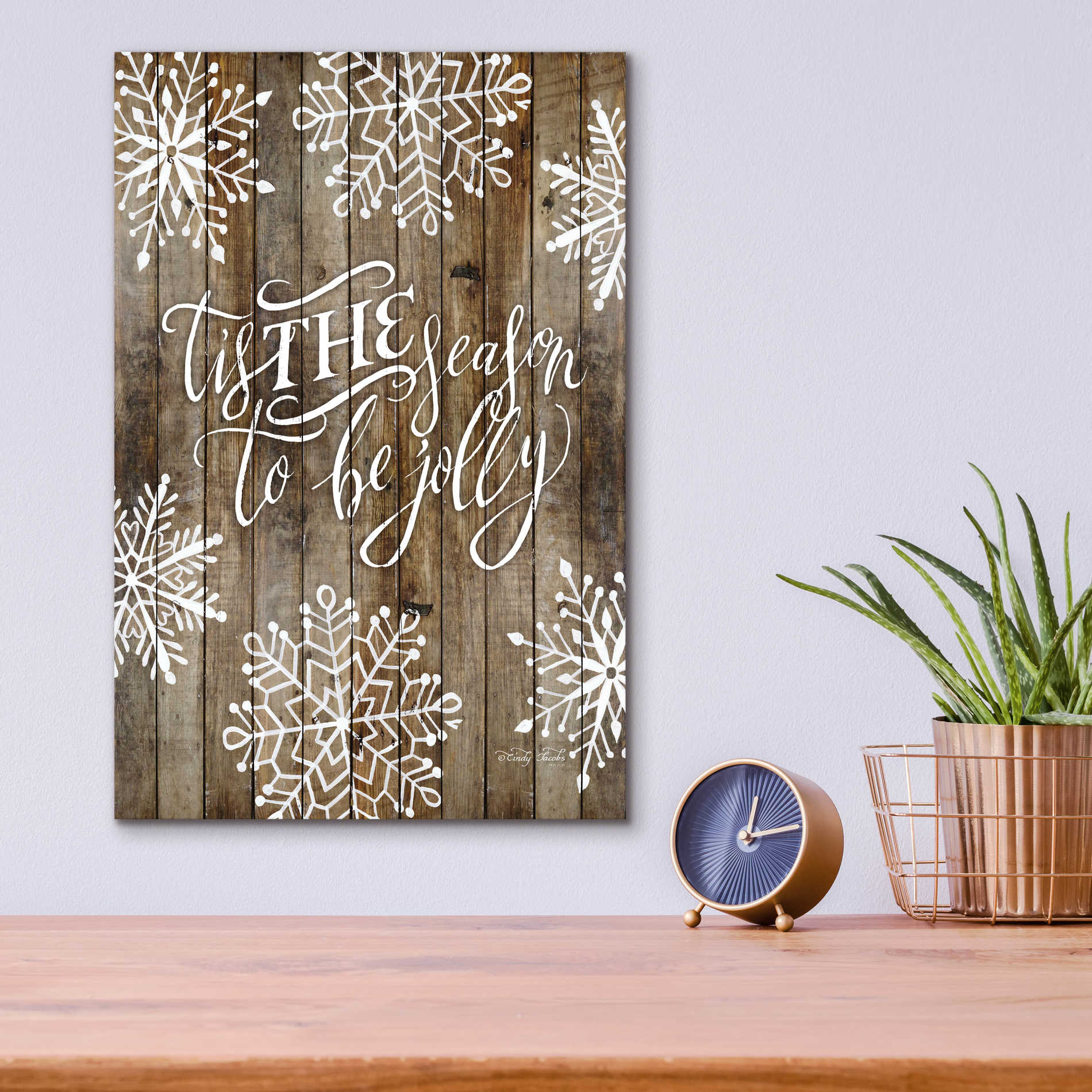 Epic Art 'Tis the Season Snowflakes' by Cindy Jacobs, Acrylic Glass Wall Art,12x16