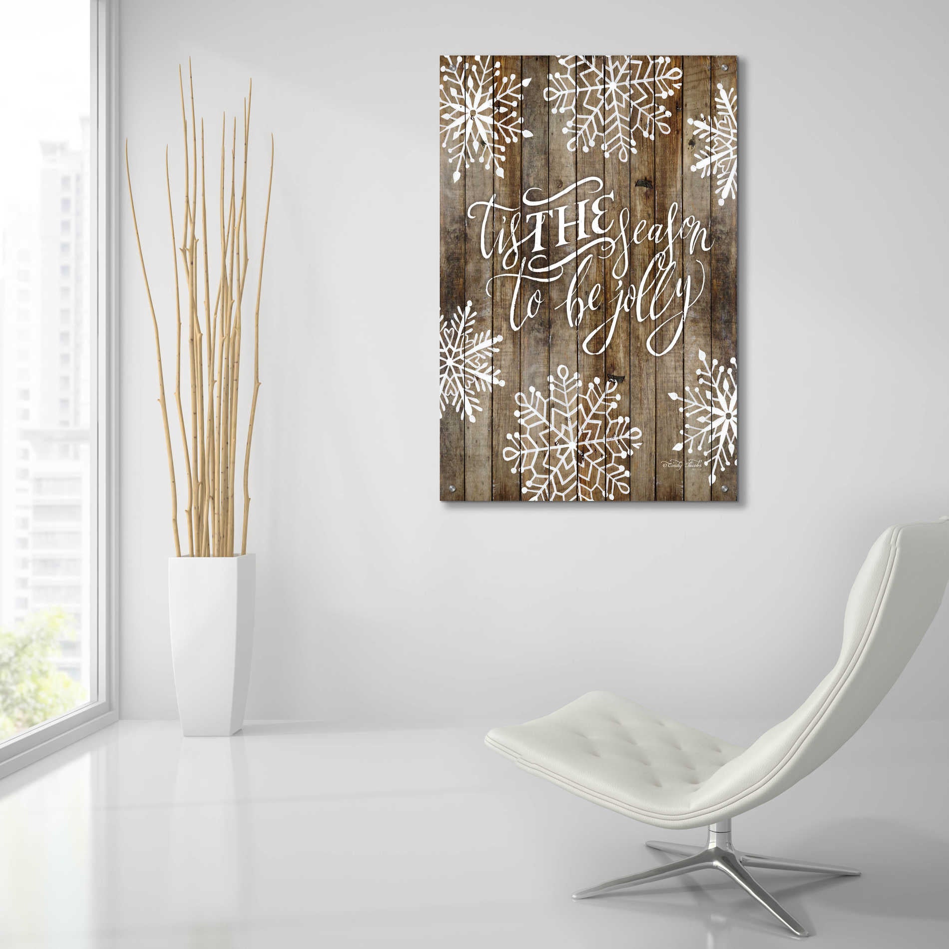 Epic Art 'Tis the Season Snowflakes' by Cindy Jacobs, Acrylic Glass Wall Art,24x36