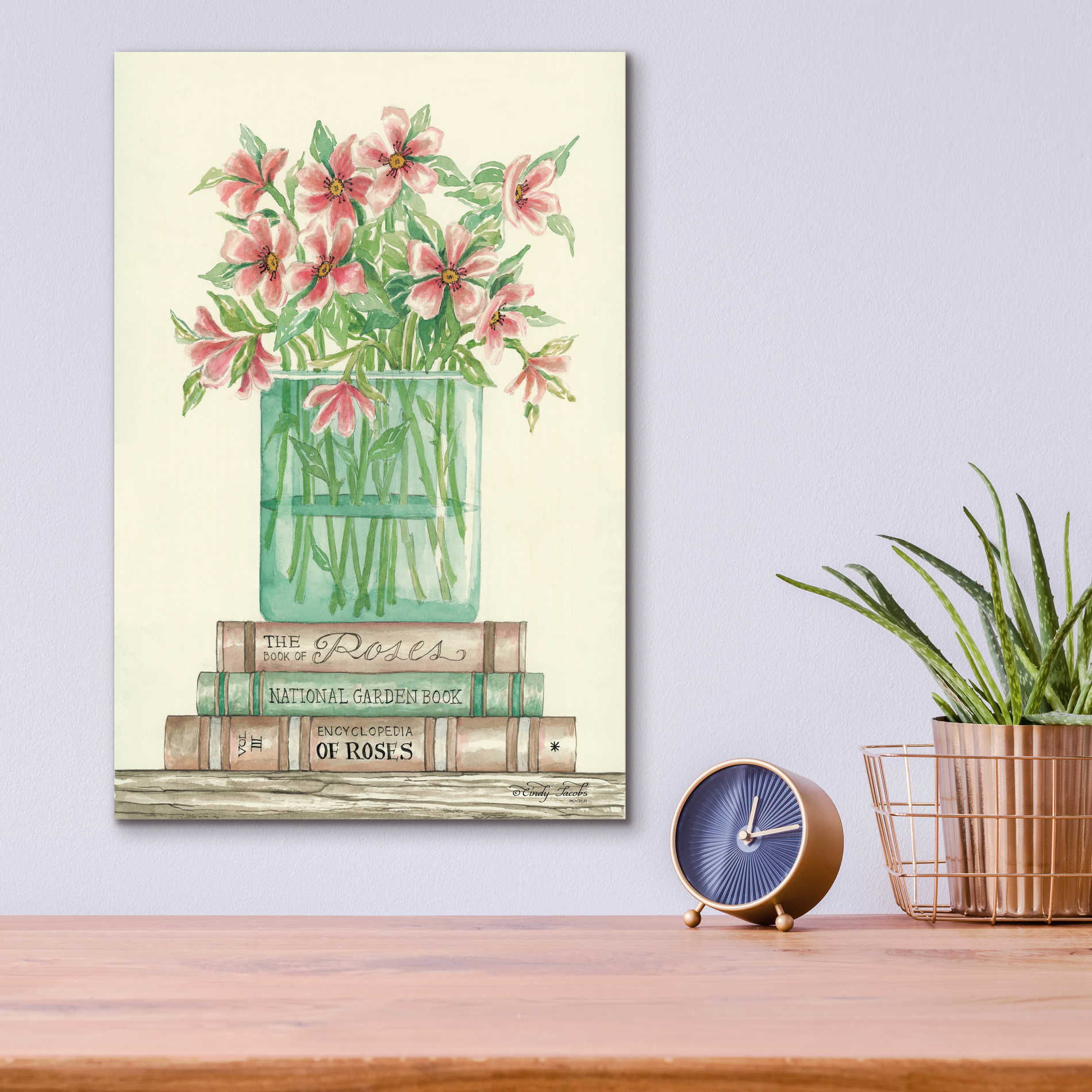 Epic Art 'Book Bouquet I' by Cindy Jacobs, Acrylic Glass Wall Art,12x16