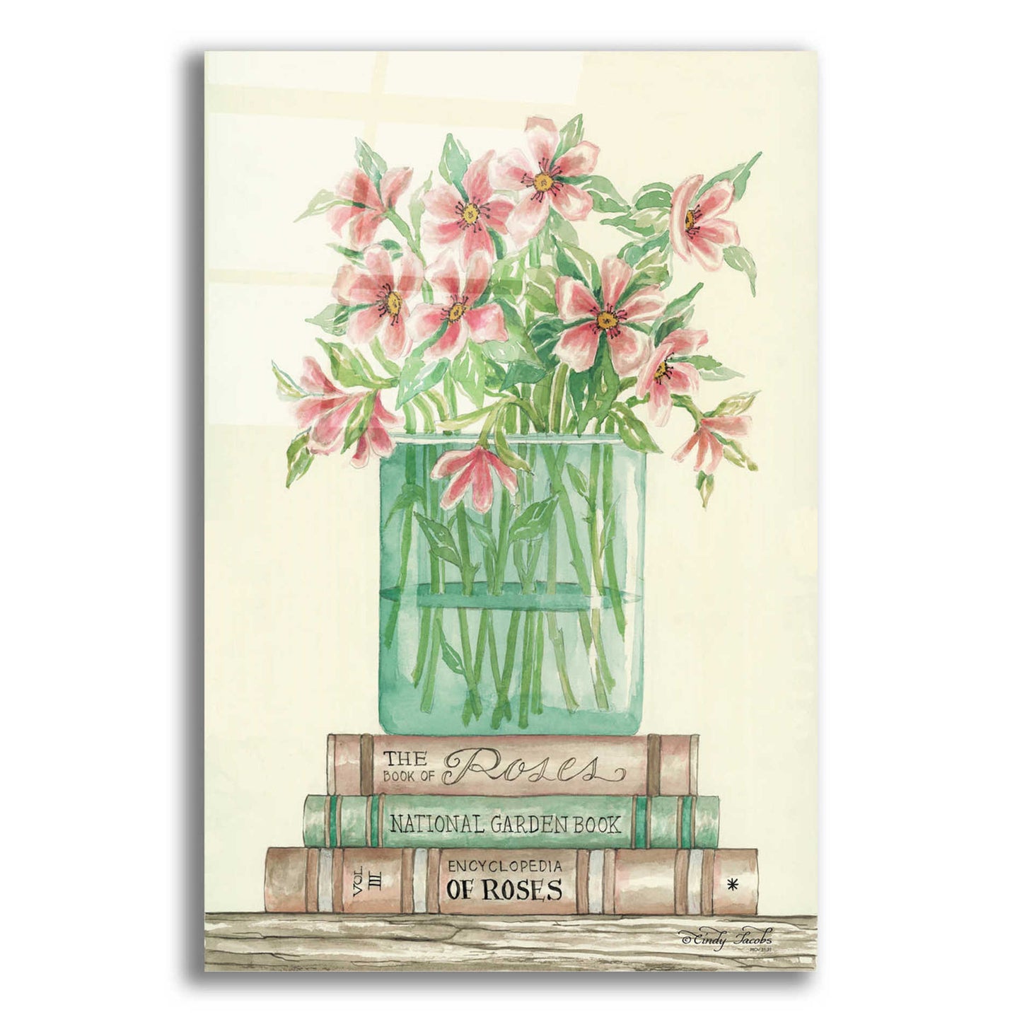 Epic Art 'Book Bouquet I' by Cindy Jacobs, Acrylic Glass Wall Art,12x16