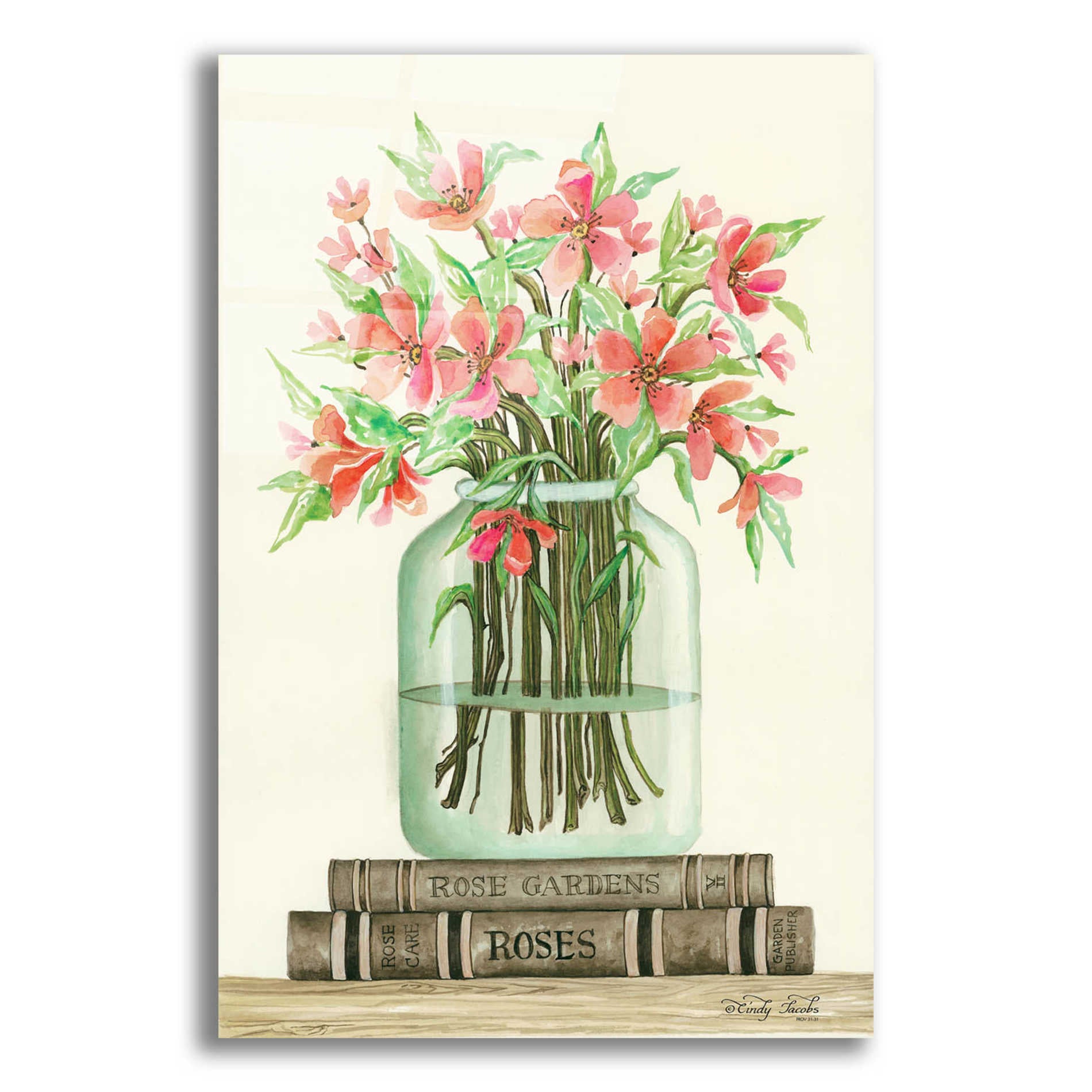 Epic Art 'Book Bouquet II' by Cindy Jacobs, Acrylic Glass Wall Art,16x24