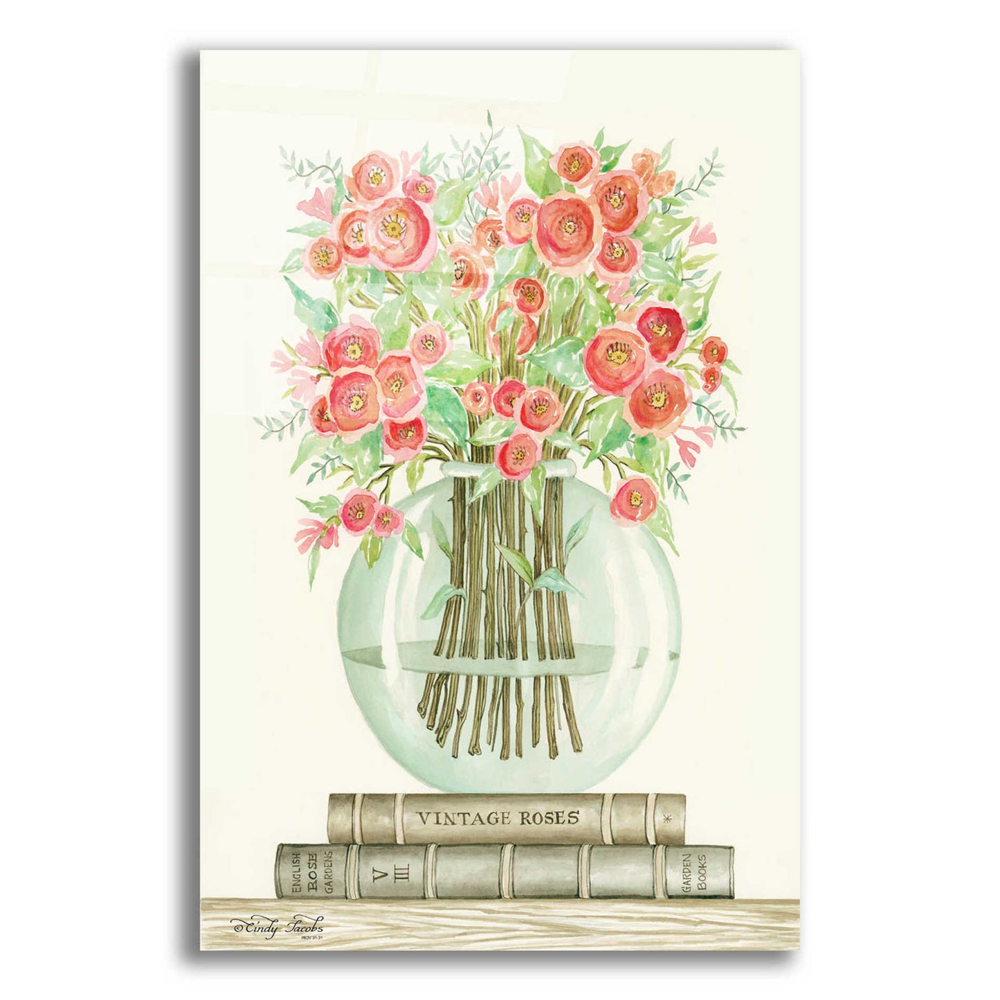 Epic Art 'Book Bouquet III' by Cindy Jacobs, Acrylic Glass Wall Art,12x16