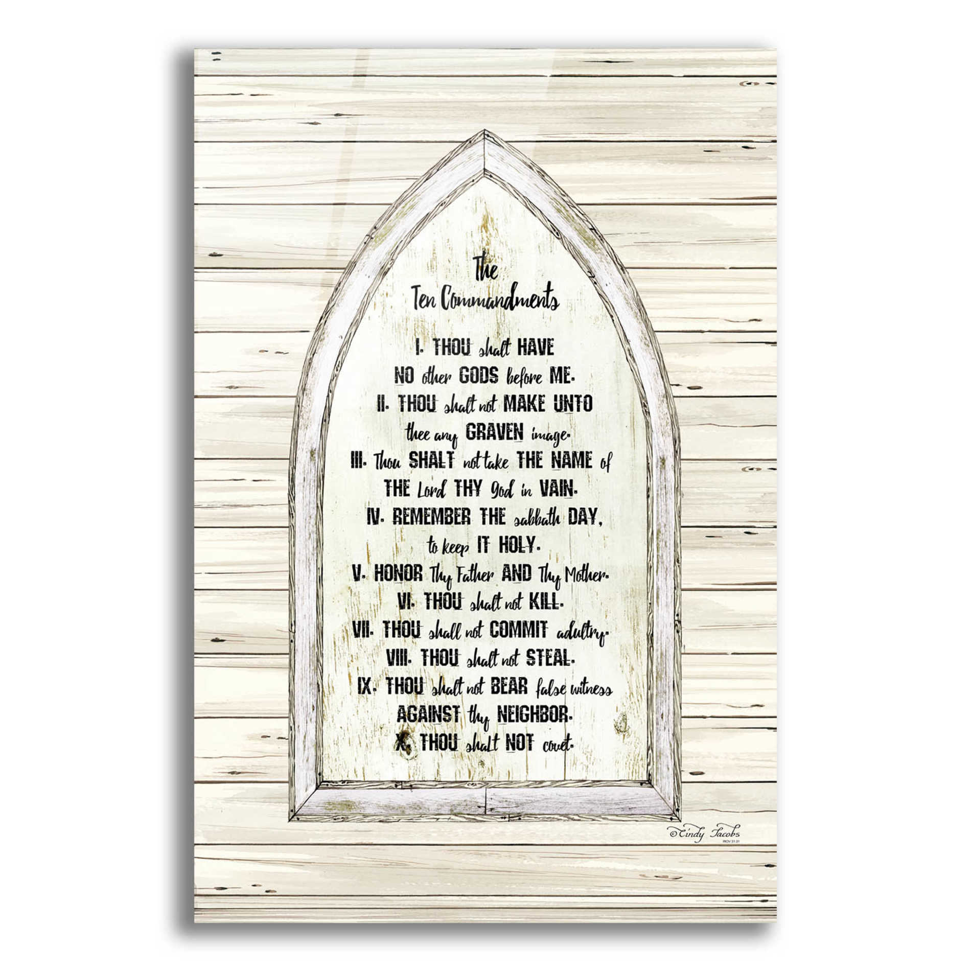 Epic Art 'Ten Commandments' by Cindy Jacobs, Acrylic Glass Wall Art,12x16