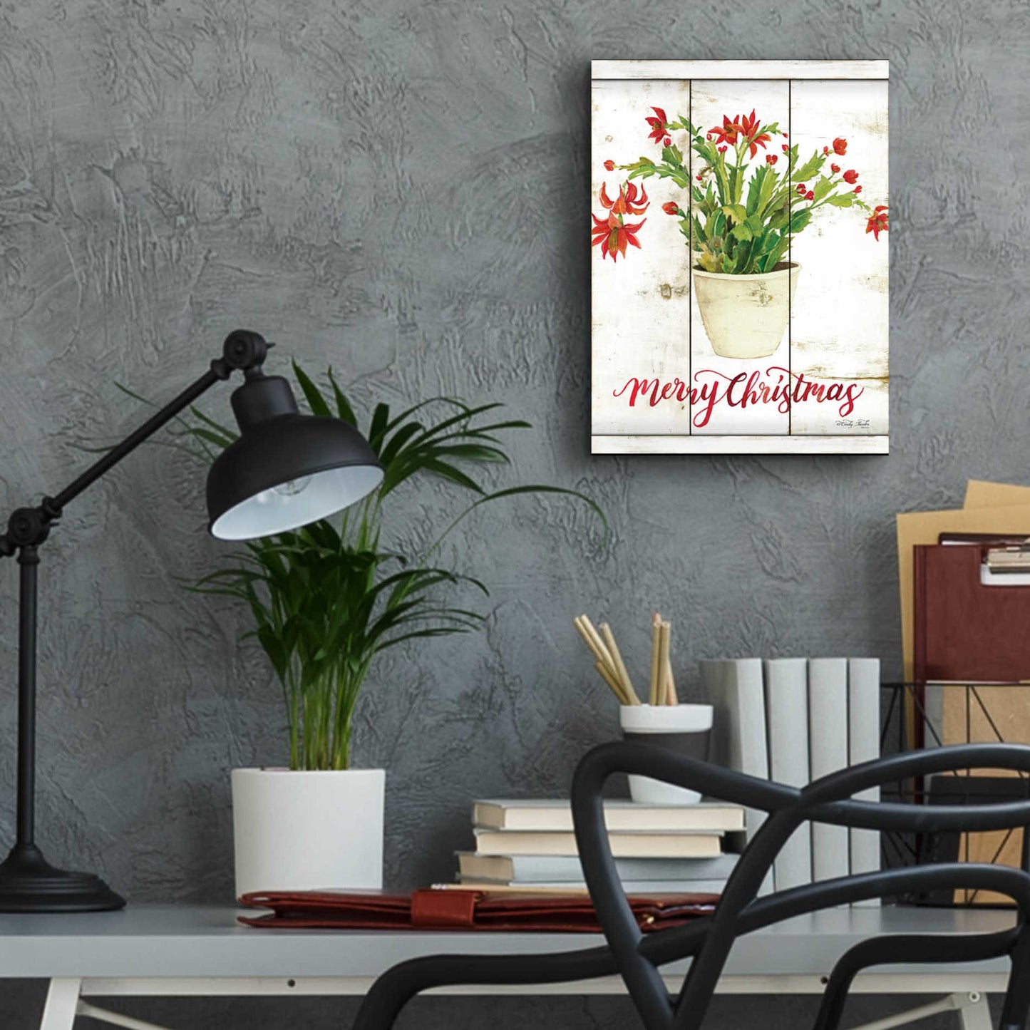 Epic Art 'Merry Christmas Cactus' by Cindy Jacobs, Acrylic Glass Wall Art,12x16