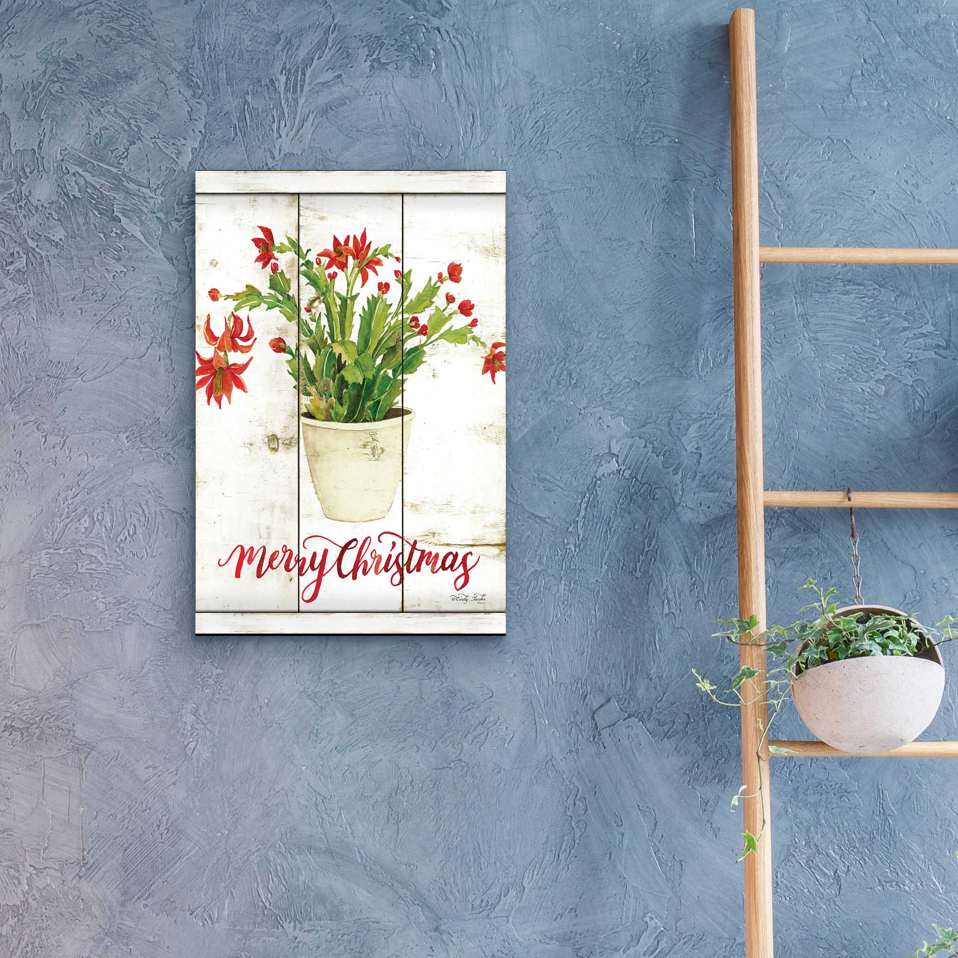 Epic Art 'Merry Christmas Cactus' by Cindy Jacobs, Acrylic Glass Wall Art,16x24