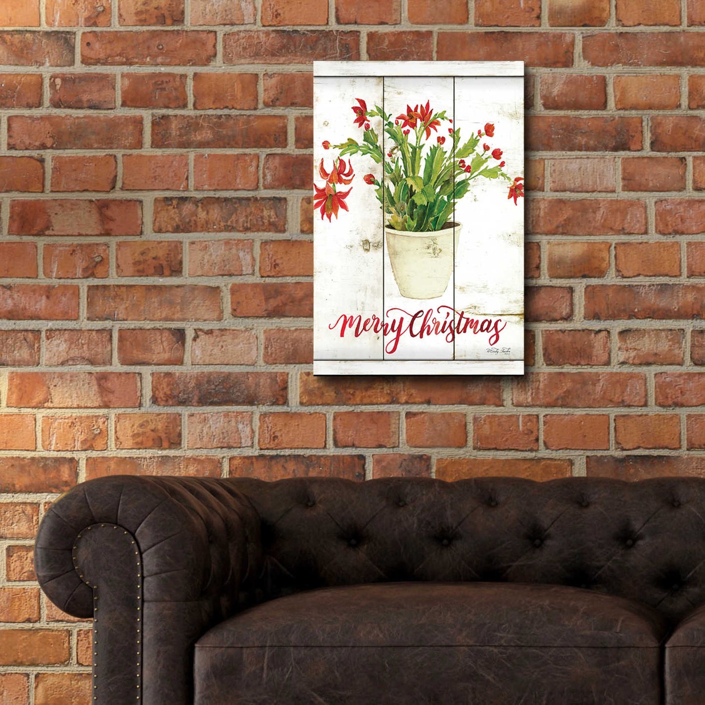 Epic Art 'Merry Christmas Cactus' by Cindy Jacobs, Acrylic Glass Wall Art,16x24