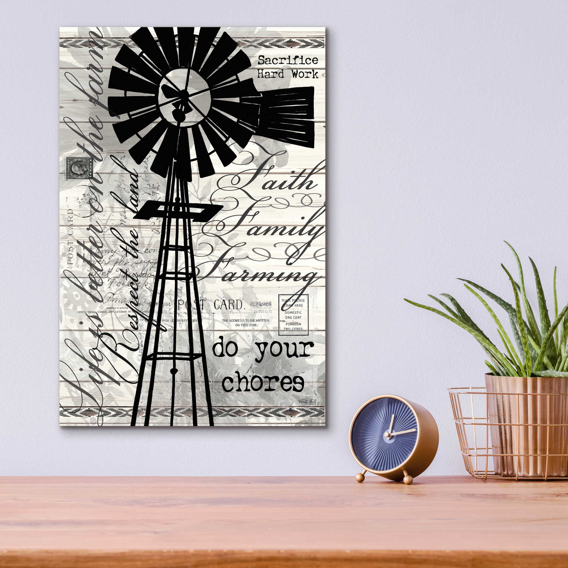 Epic Art 'Do Your Chores Windmill' by Cindy Jacobs, Acrylic Glass Wall Art,12x16