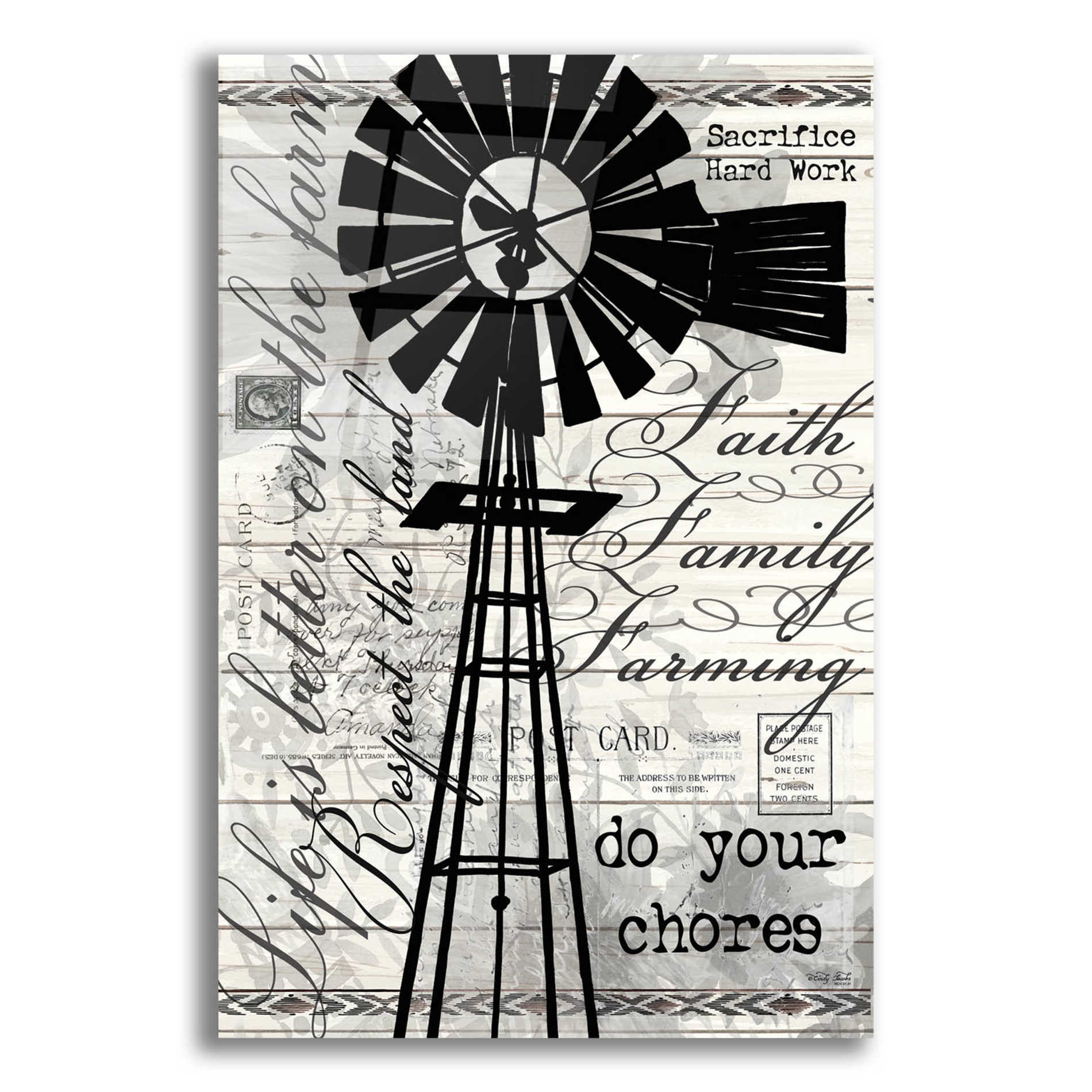 Epic Art 'Do Your Chores Windmill' by Cindy Jacobs, Acrylic Glass Wall Art,12x16