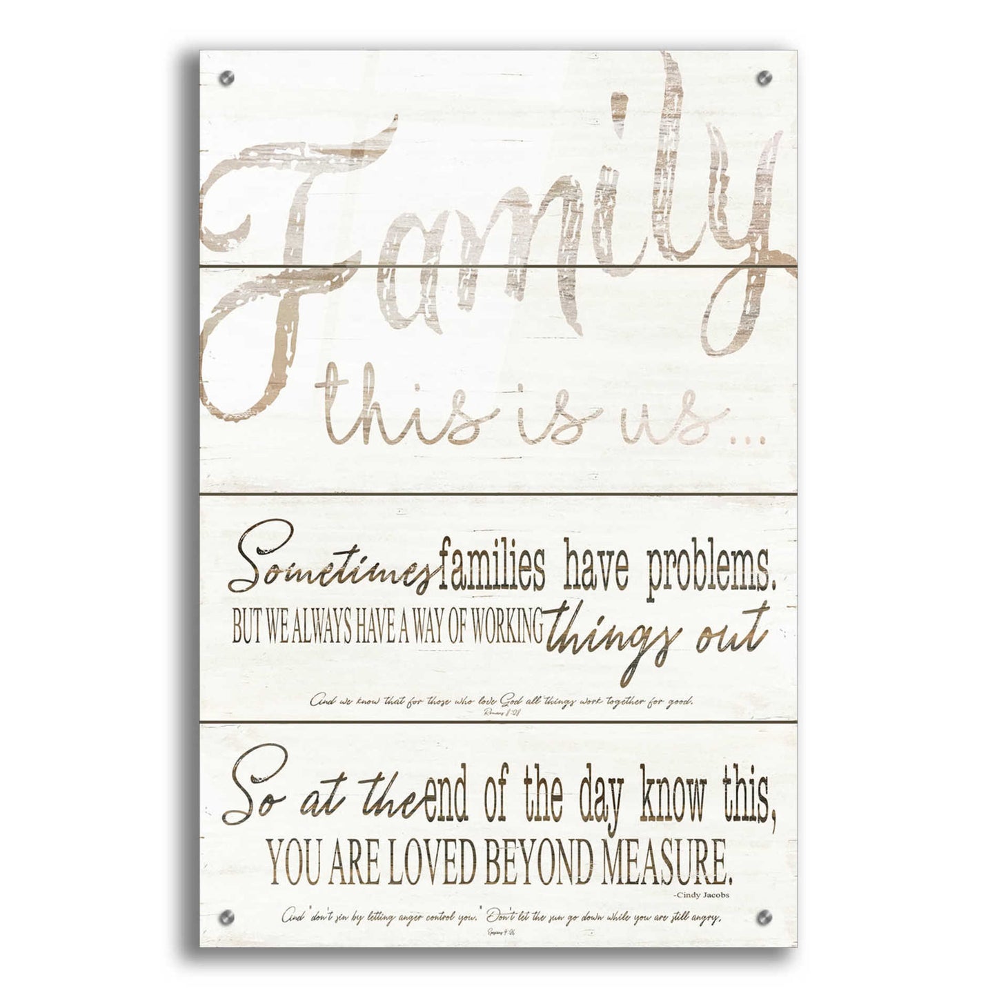 Epic Art 'Family - You Are Loved' by Cindy Jacobs, Acrylic Glass Wall Art,24x36