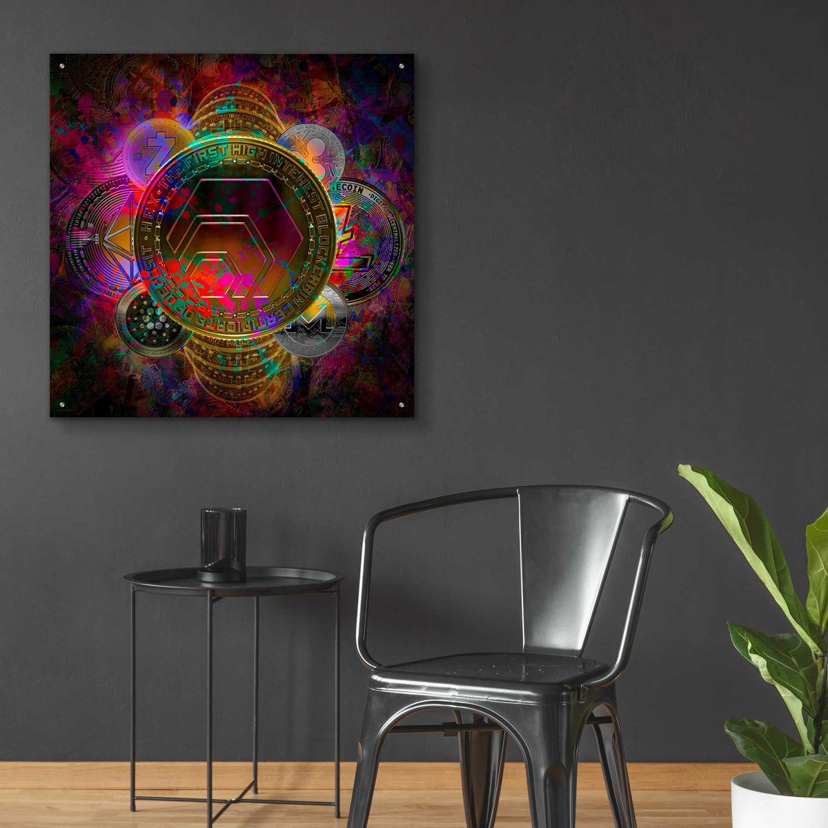 Epic Art 'HEX Crypto Pyramid,' Acrylic Glass Wall Art,36x36
