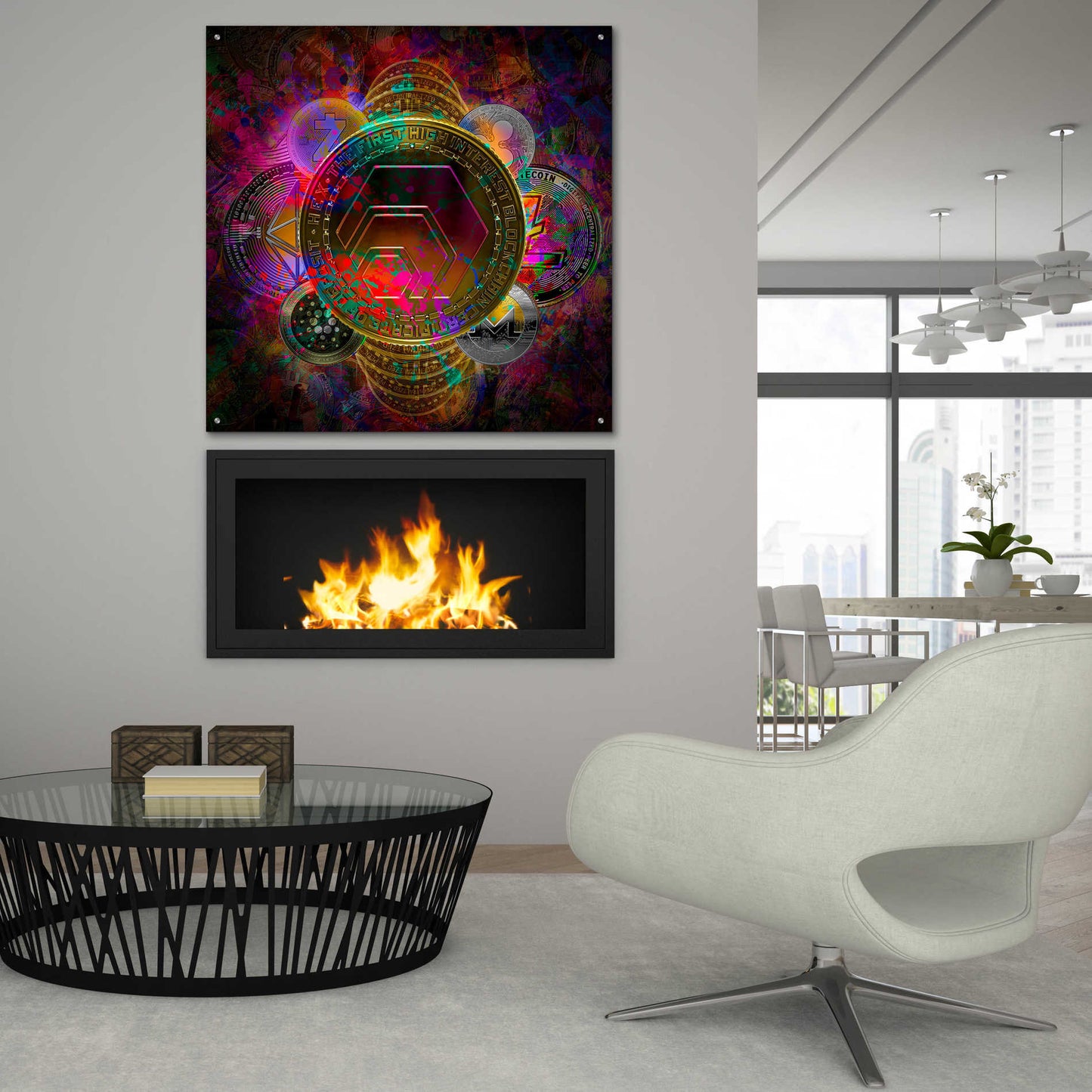 Epic Art 'HEX Crypto Pyramid,' Acrylic Glass Wall Art,36x36