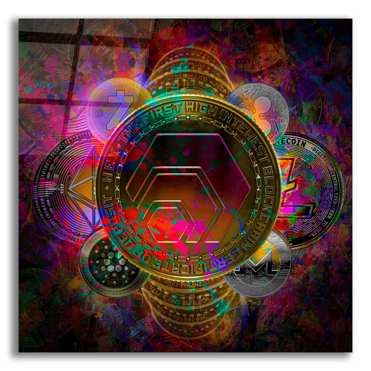 Epic Art 'HEX Crypto Pyramid,' Acrylic Glass Wall Art