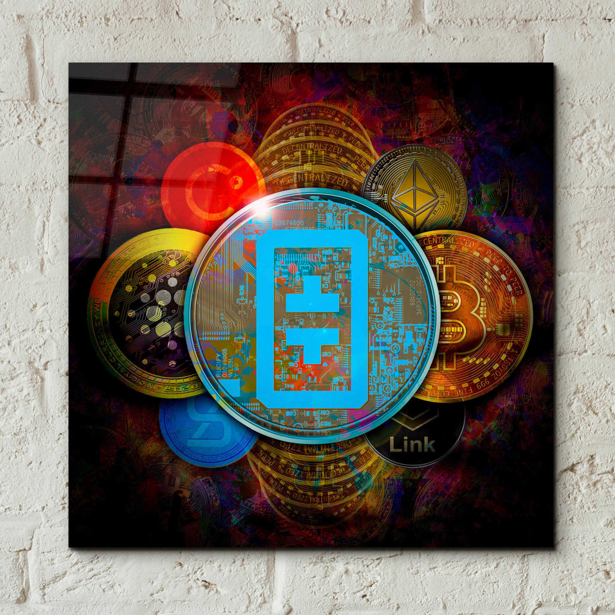 Epic Art 'THETA Network Crypto Pyramid,' Acrylic Glass Wall Art,12x12
