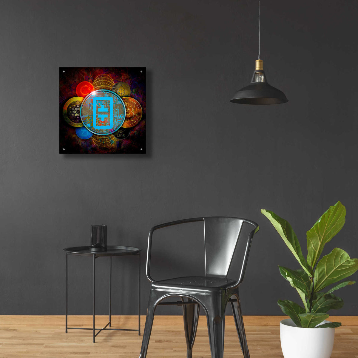 Epic Art 'THETA Network Crypto Pyramid,' Acrylic Glass Wall Art,24x24