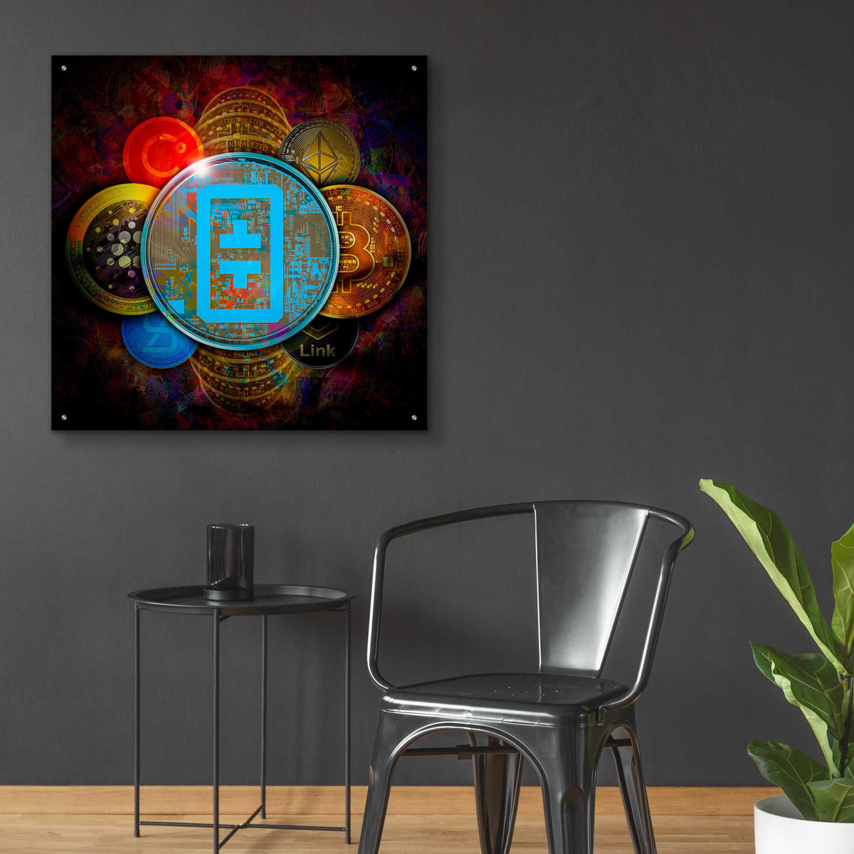Epic Art 'THETA Network Crypto Pyramid,' Acrylic Glass Wall Art,36x36