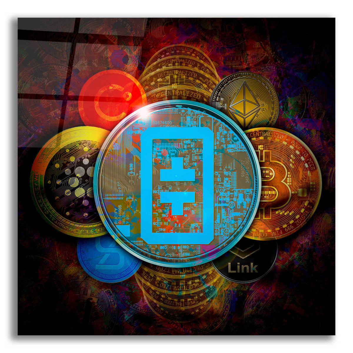 Epic Art 'THETA Network Crypto Pyramid,' Acrylic Glass Wall Art