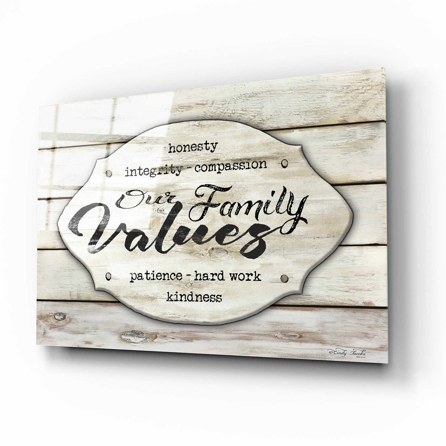 Epic Art 'Our Family Values' by Cindy Jacobs, Acrylic Glass Wall Art,16x12