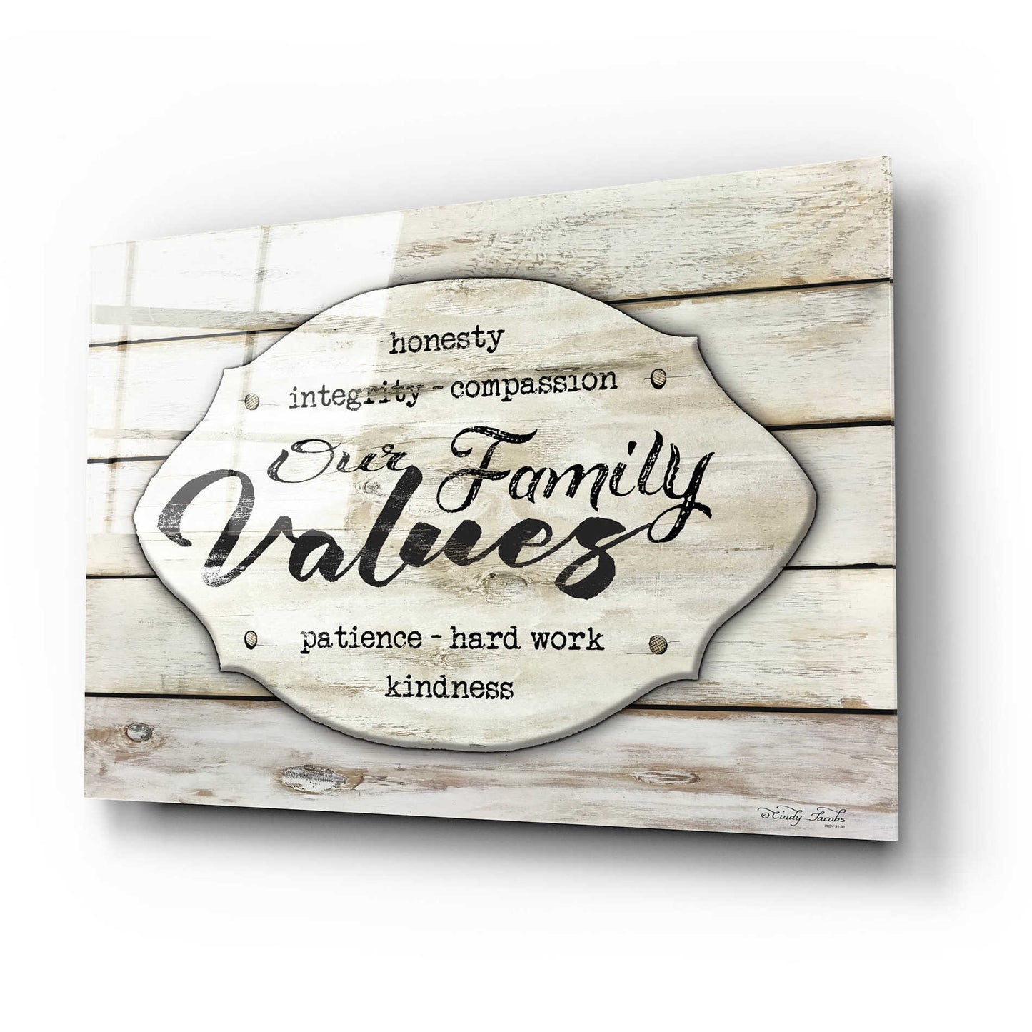 Epic Art 'Our Family Values' by Cindy Jacobs, Acrylic Glass Wall Art,24x16