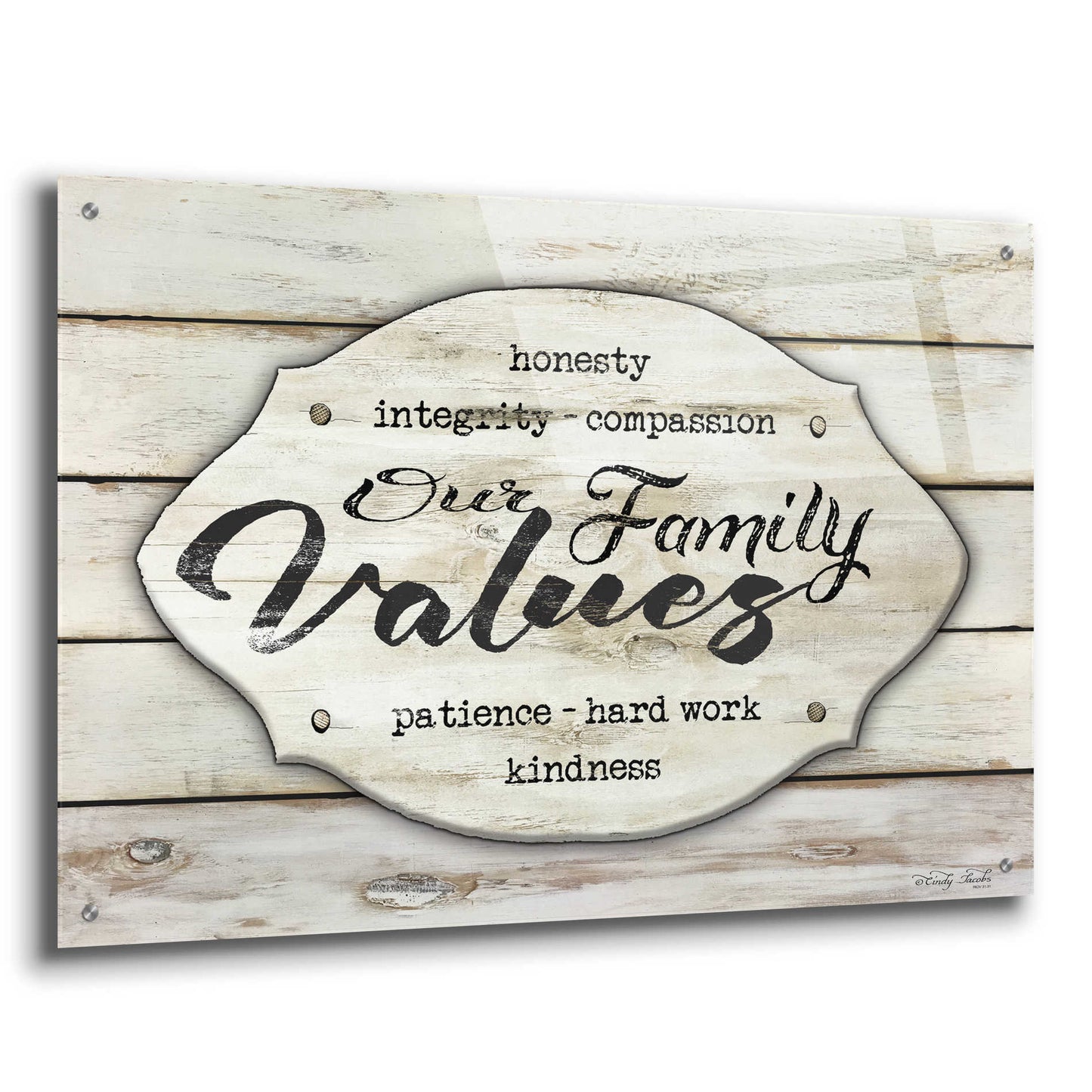 Epic Art 'Our Family Values' by Cindy Jacobs, Acrylic Glass Wall Art,36x24