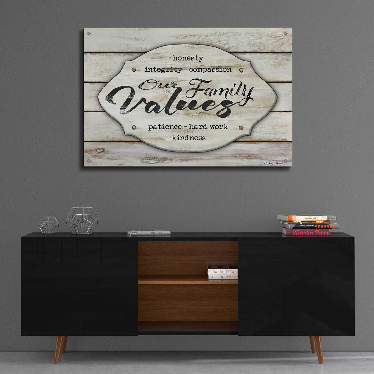 Epic Art 'Our Family Values' by Cindy Jacobs, Acrylic Glass Wall Art,36x24