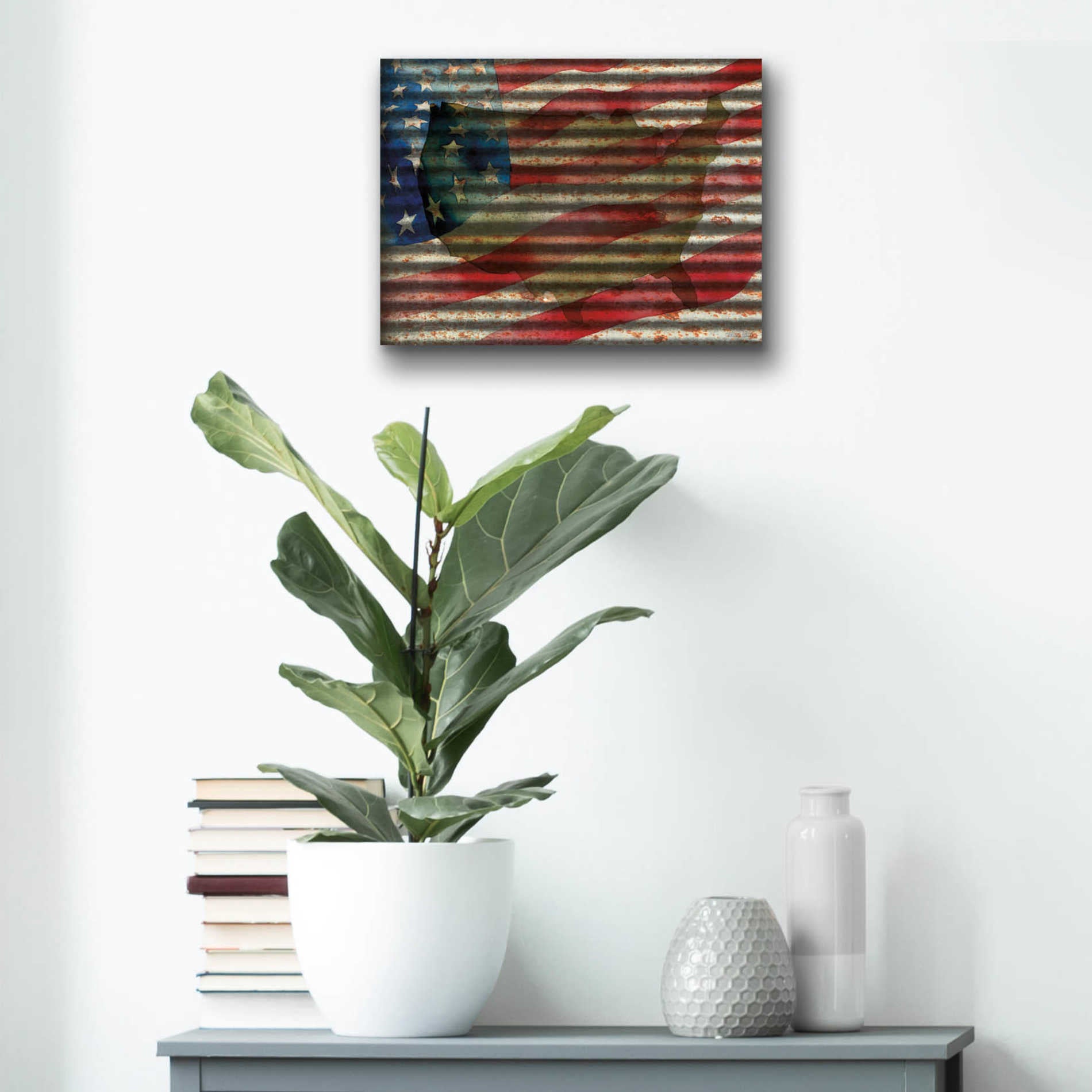 Epic Art 'American Flag on Metal' by Cindy Jacobs, Acrylic Glass Wall Art,16x12