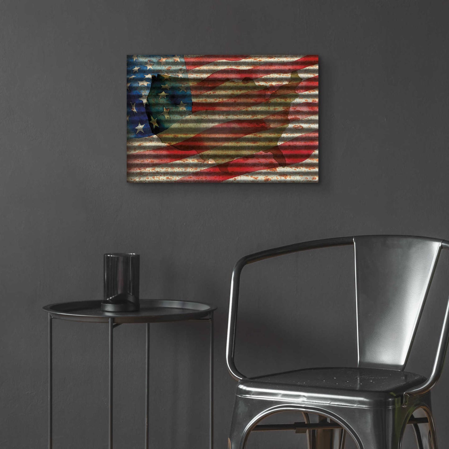 Epic Art 'American Flag on Metal' by Cindy Jacobs, Acrylic Glass Wall Art,24x16