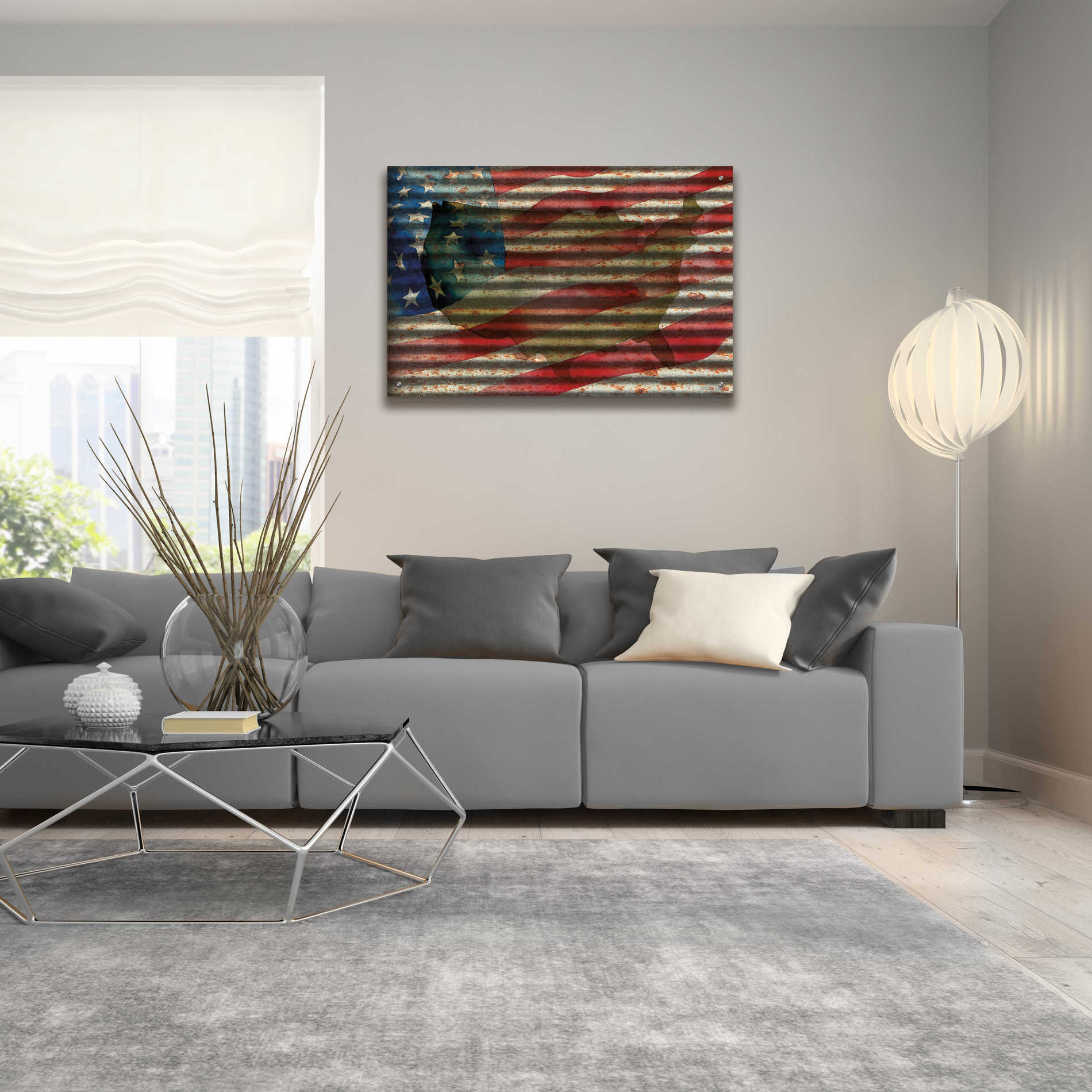 Epic Art 'American Flag on Metal' by Cindy Jacobs, Acrylic Glass Wall Art,36x24