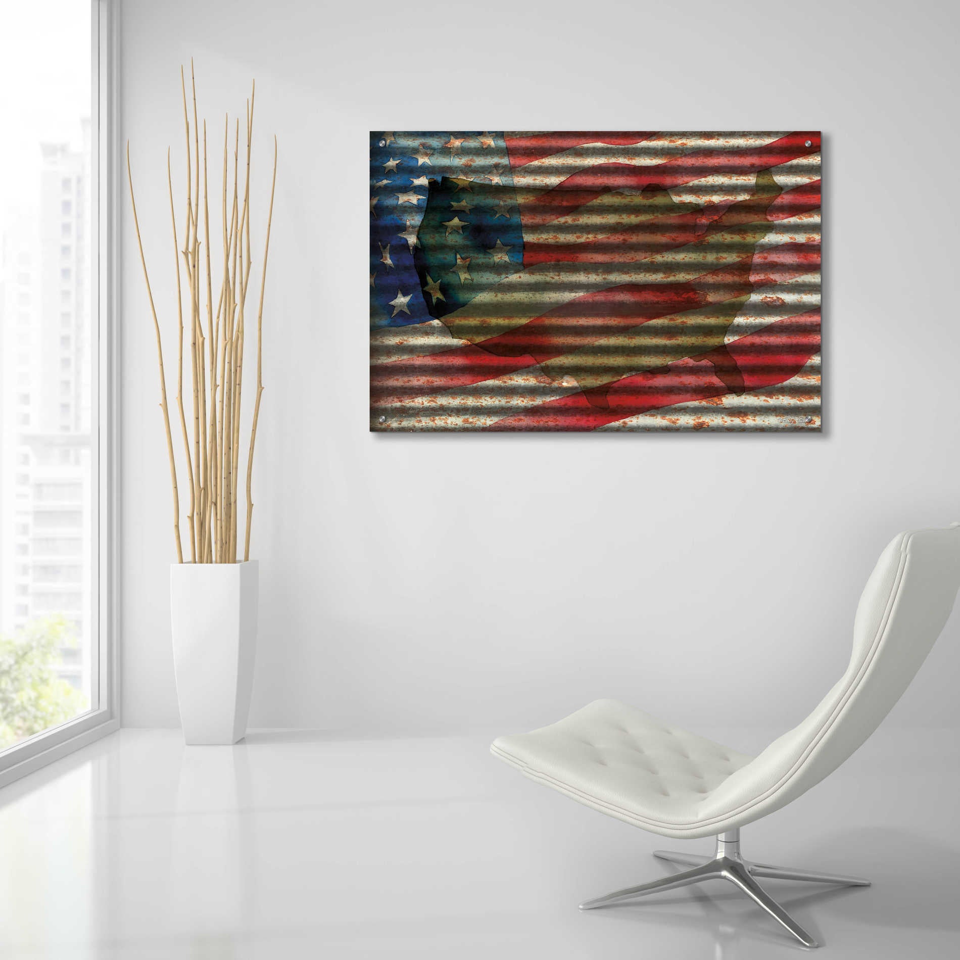 Epic Art 'American Flag on Metal' by Cindy Jacobs, Acrylic Glass Wall Art,36x24