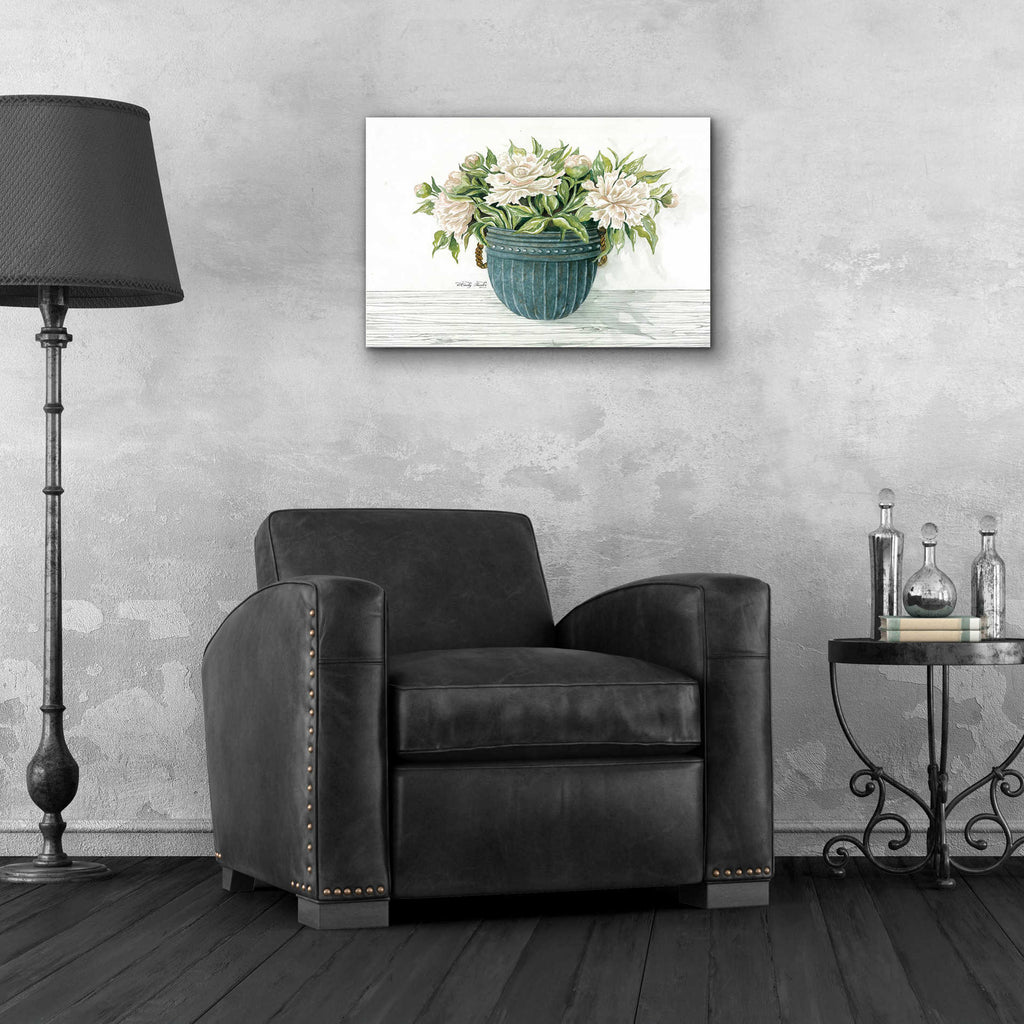 Epic Art 'Galvanized Pot Peonies' by Cindy Jacobs, Acrylic Glass Wall Art,24x16