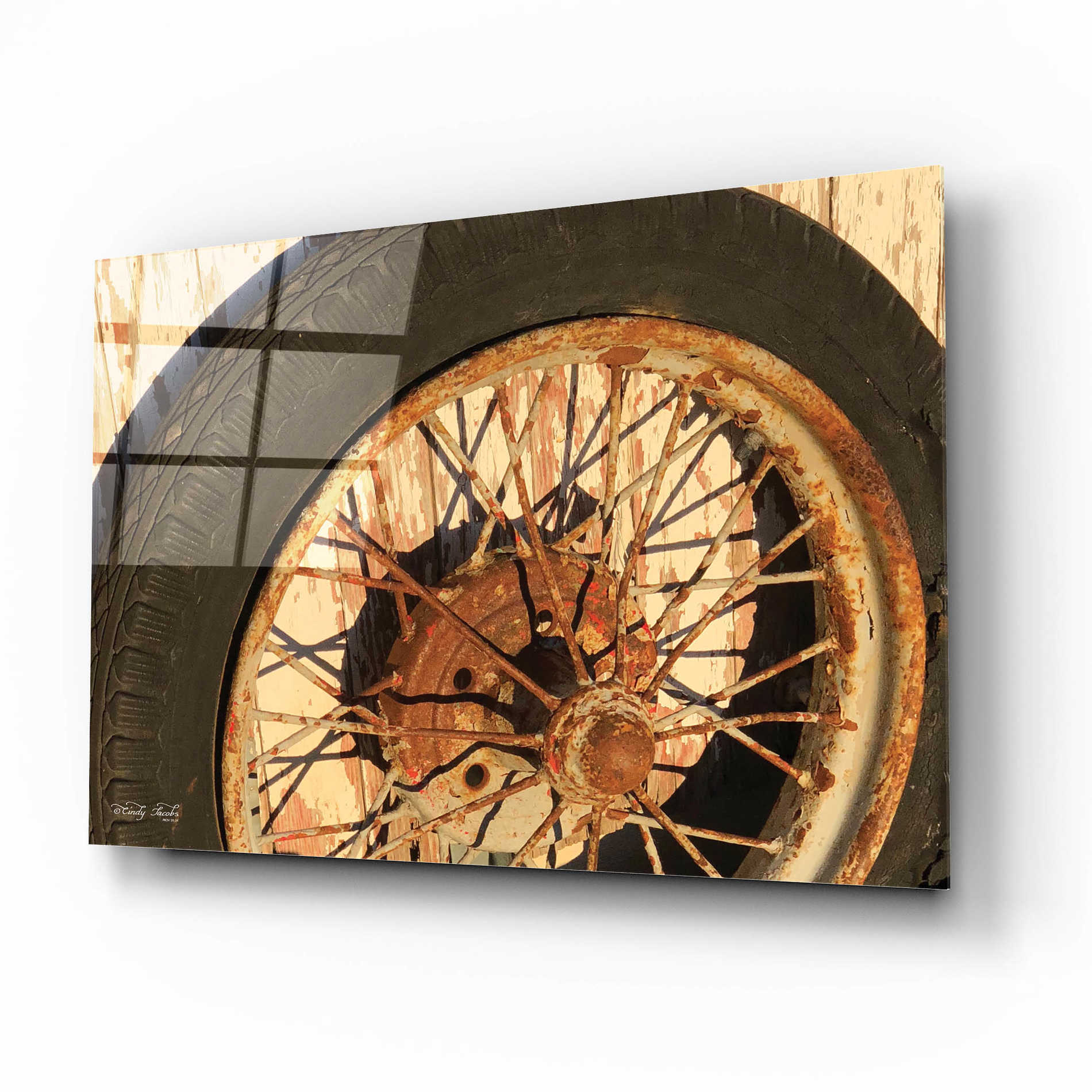 Epic Art 'Tire' by Cindy Jacobs, Acrylic Glass Wall Art,16x12