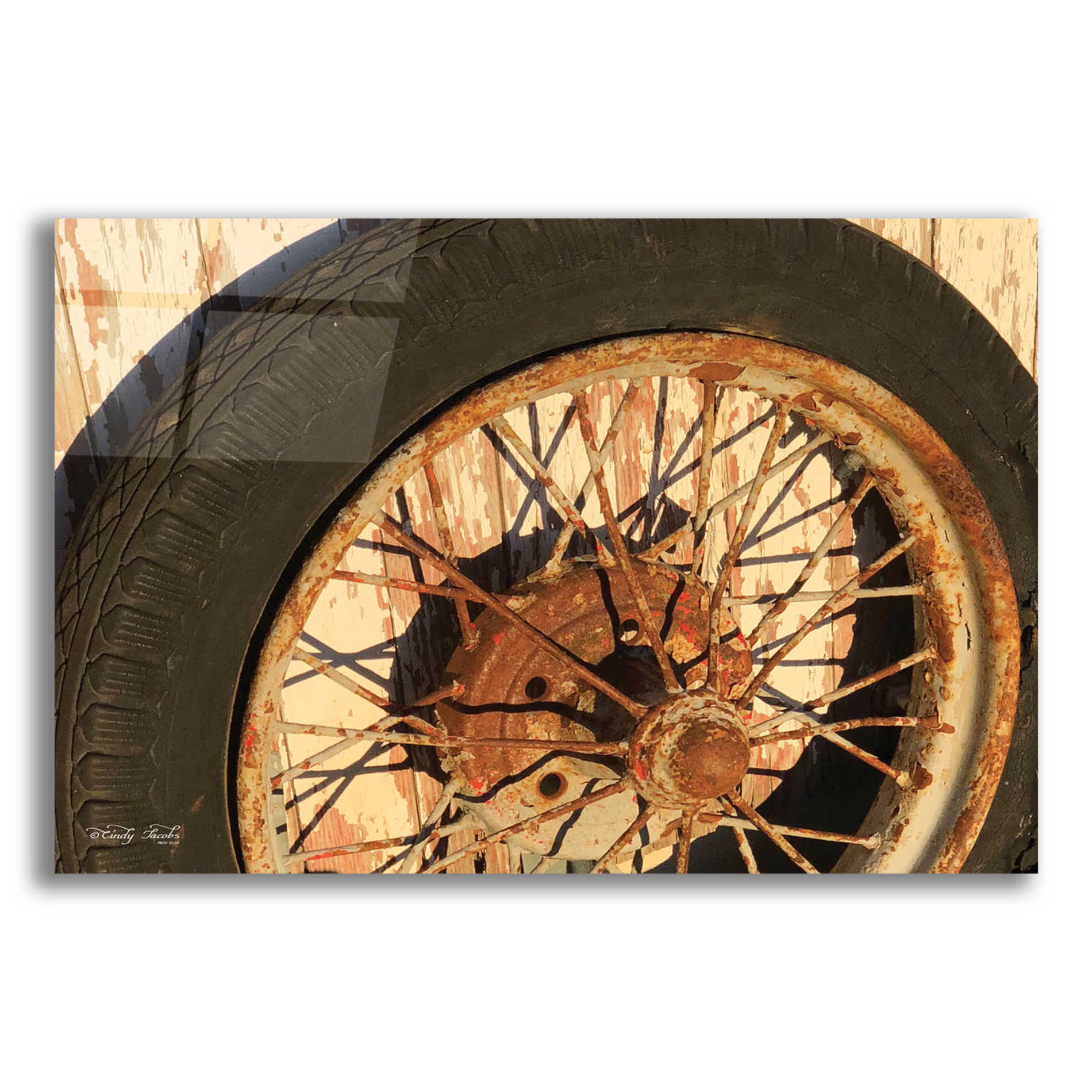 Epic Art 'Tire' by Cindy Jacobs, Acrylic Glass Wall Art,16x12