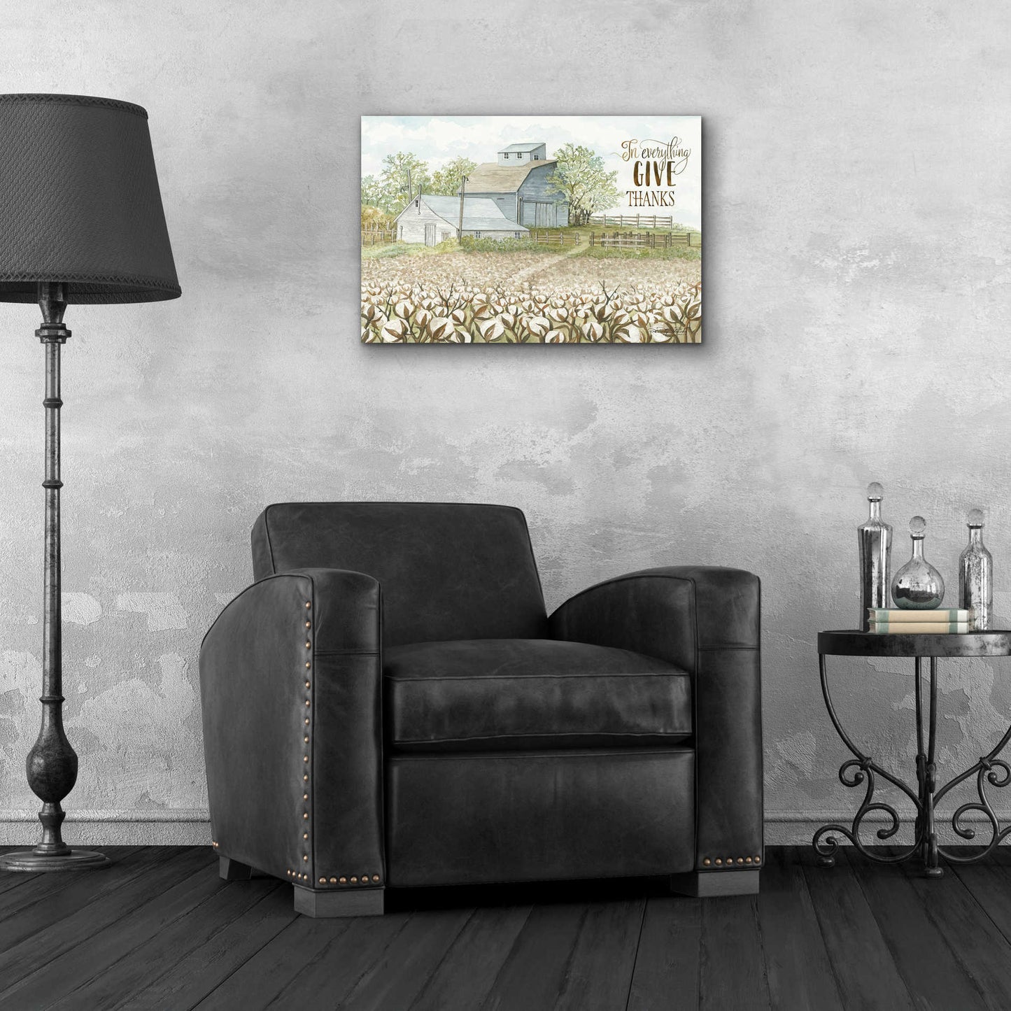 Epic Art 'In Everything Give Thanks Farmhouse' by Cindy Jacobs, Acrylic Glass Wall Art,24x16