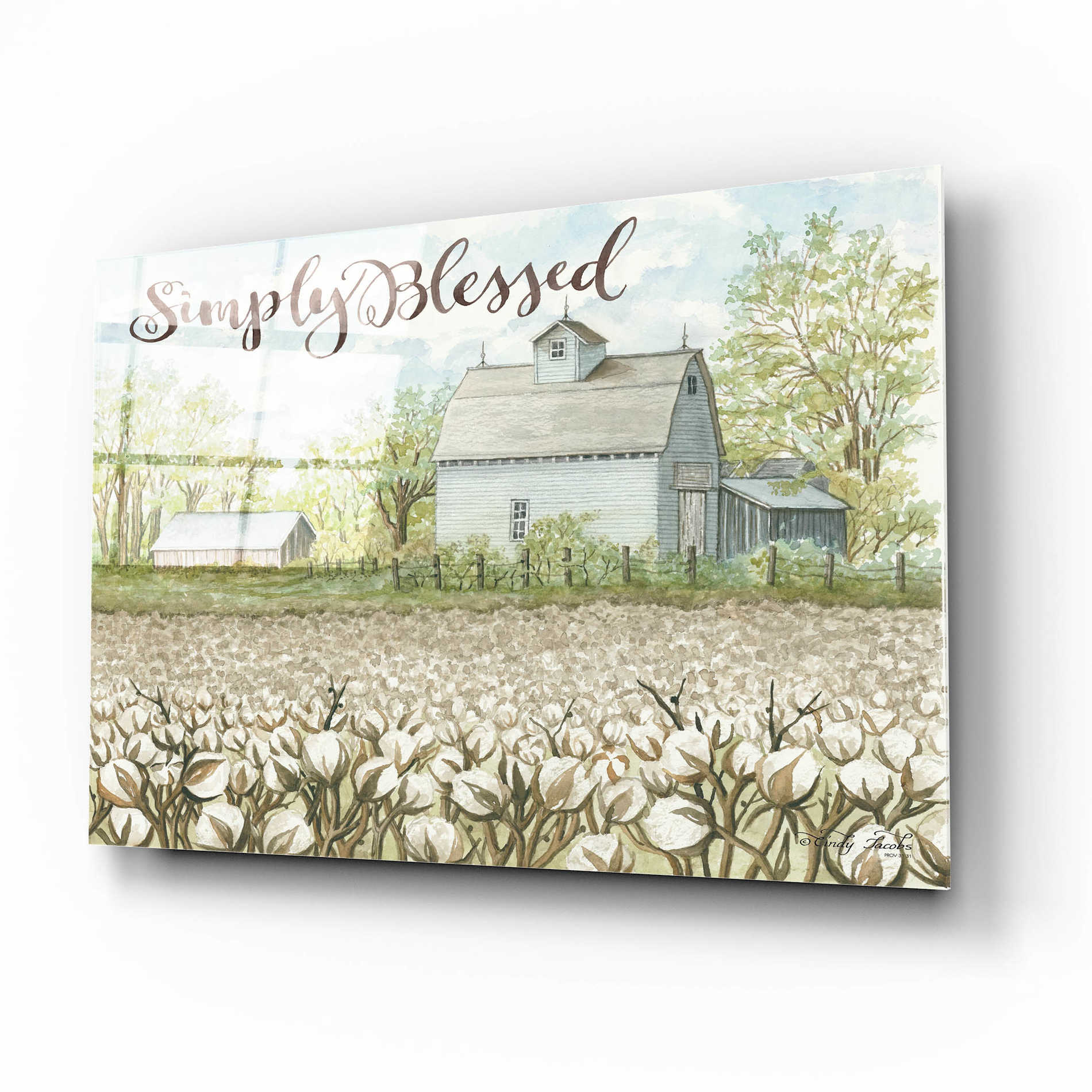 Epic Art 'Simply Blessed Farmhouse' by Cindy Jacobs, Acrylic Glass Wall Art,16x12