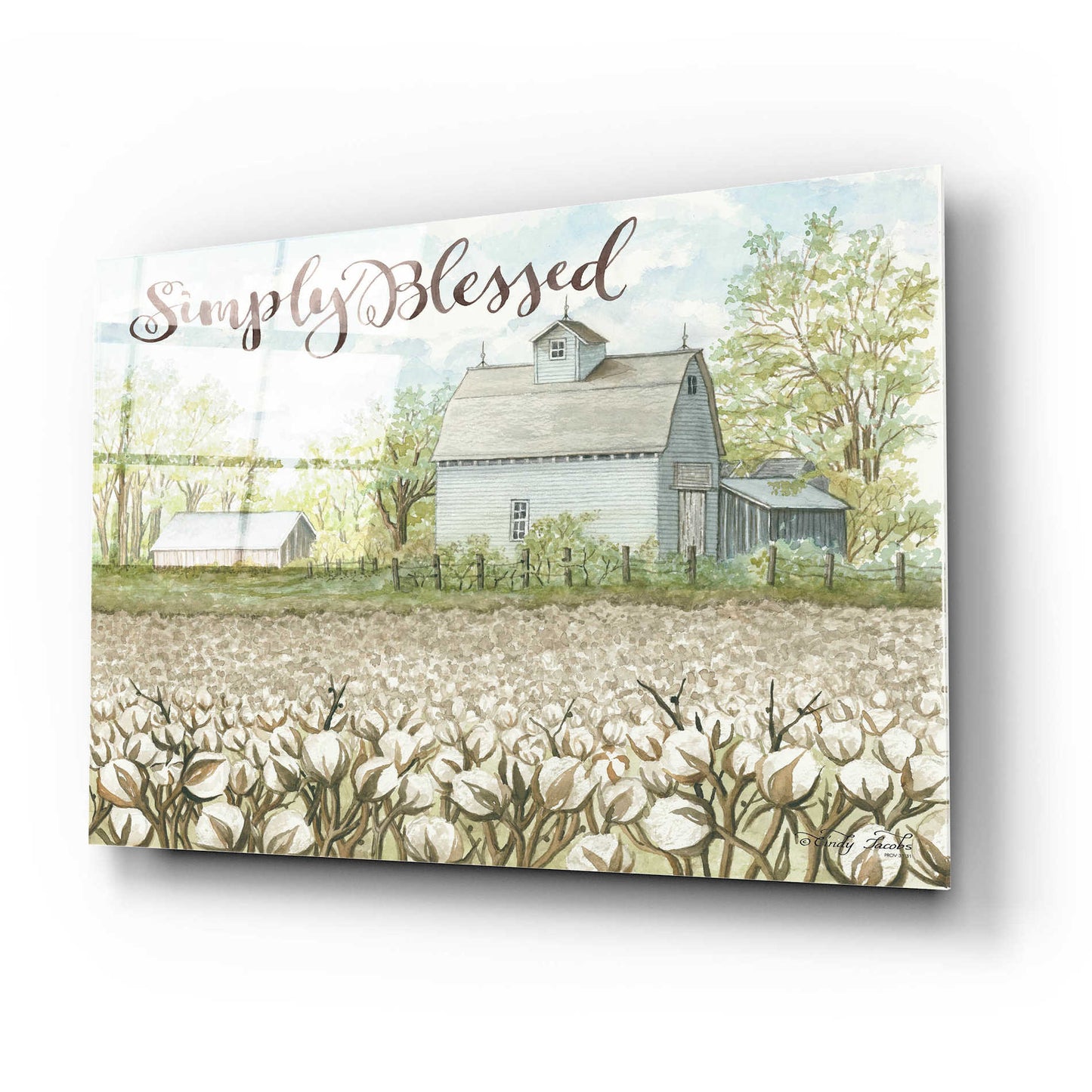 Epic Art 'Simply Blessed Farmhouse' by Cindy Jacobs, Acrylic Glass Wall Art,24x16