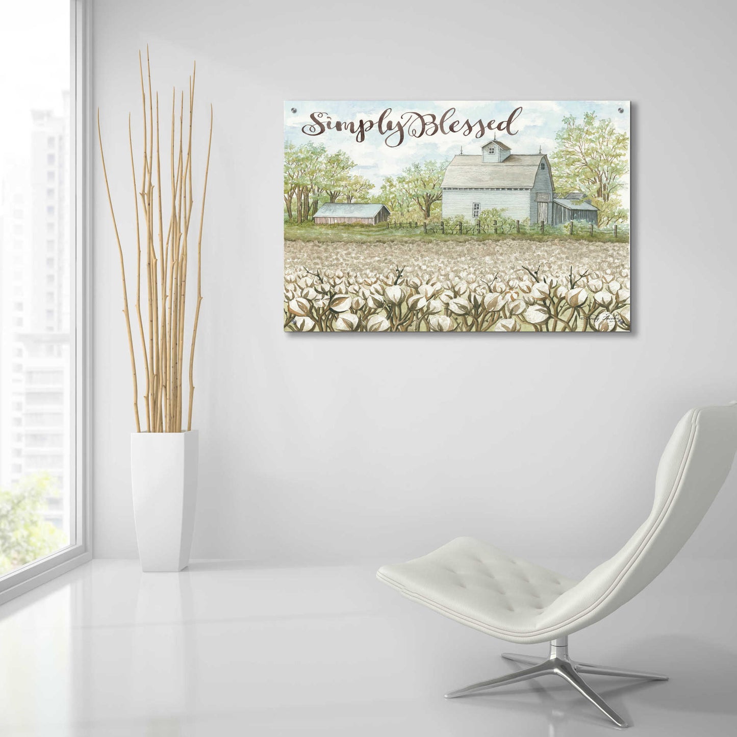 Epic Art 'Simply Blessed Farmhouse' by Cindy Jacobs, Acrylic Glass Wall Art,36x24