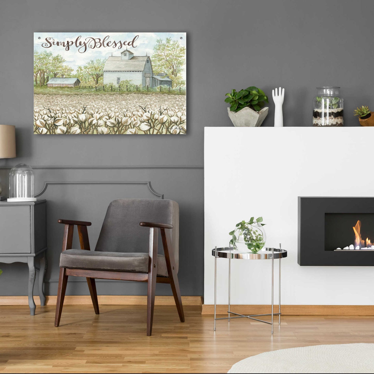 Epic Art 'Simply Blessed Farmhouse' by Cindy Jacobs, Acrylic Glass Wall Art,36x24